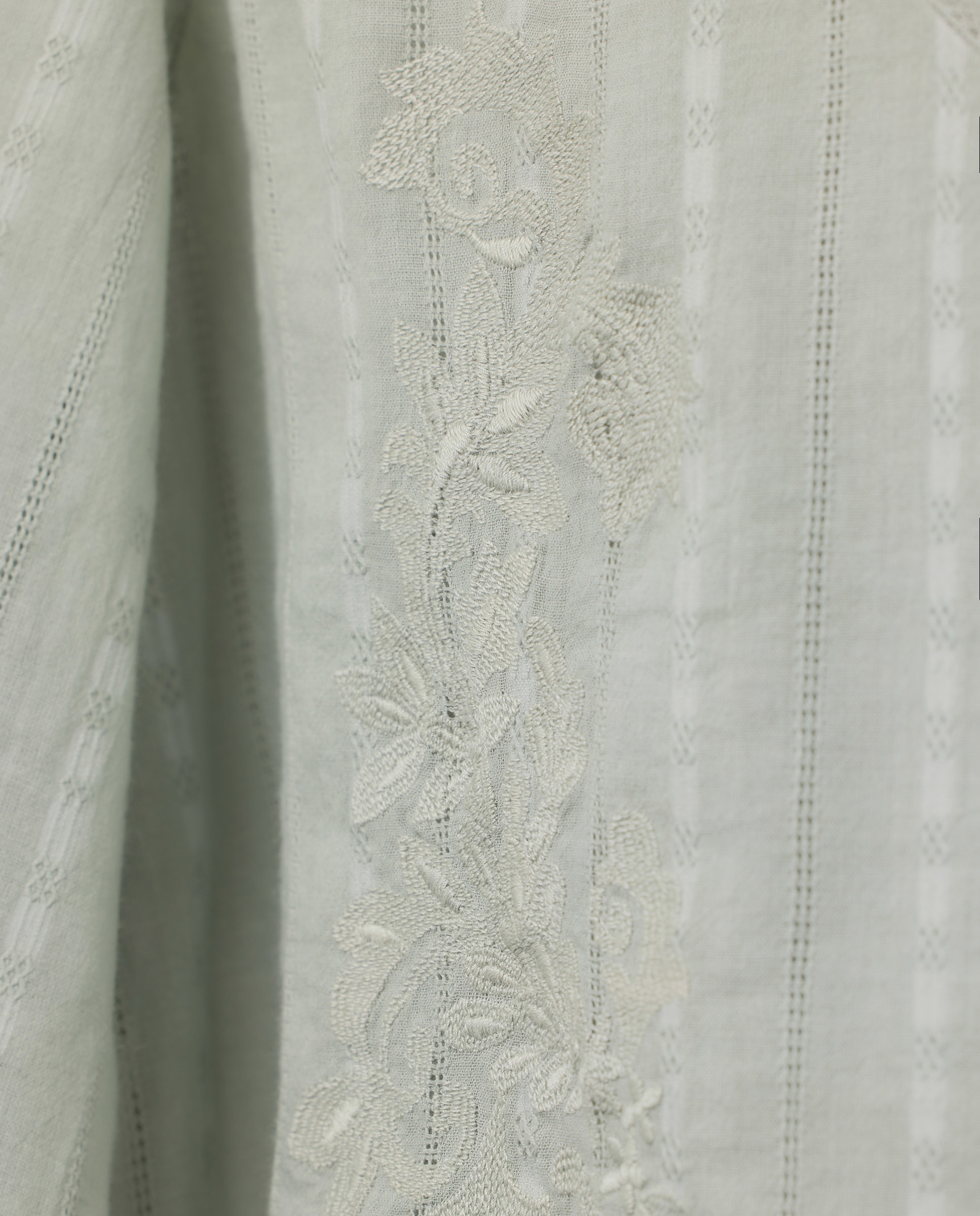 Camisa Romântica Lisa de Algodão com Manga Comprida Sálvia-6