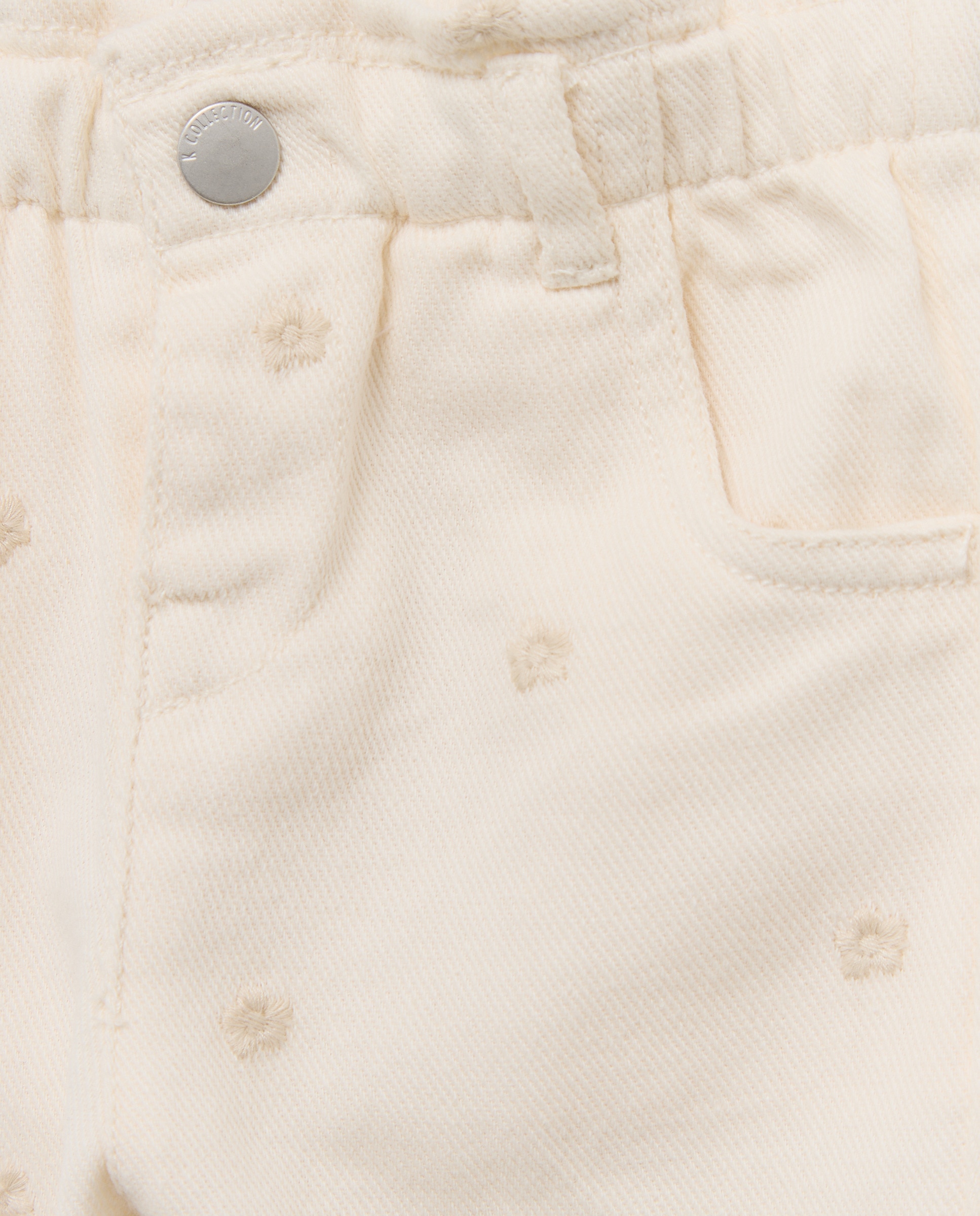 Calças de Sarja Lisas de Bebé Baby El Corte Inglés Branco-marfim-3