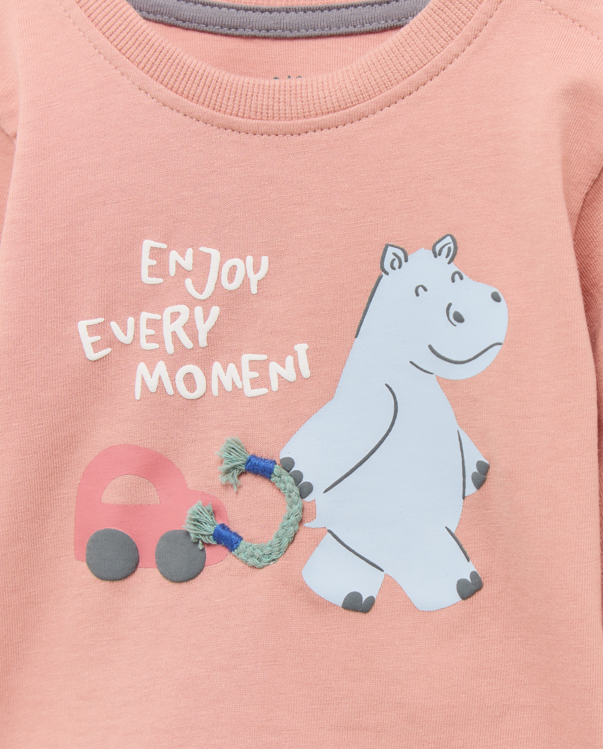Camisola de Manga Comprida de Bebé com Cordão Baby El Corte Inglés Rosa-claro-3