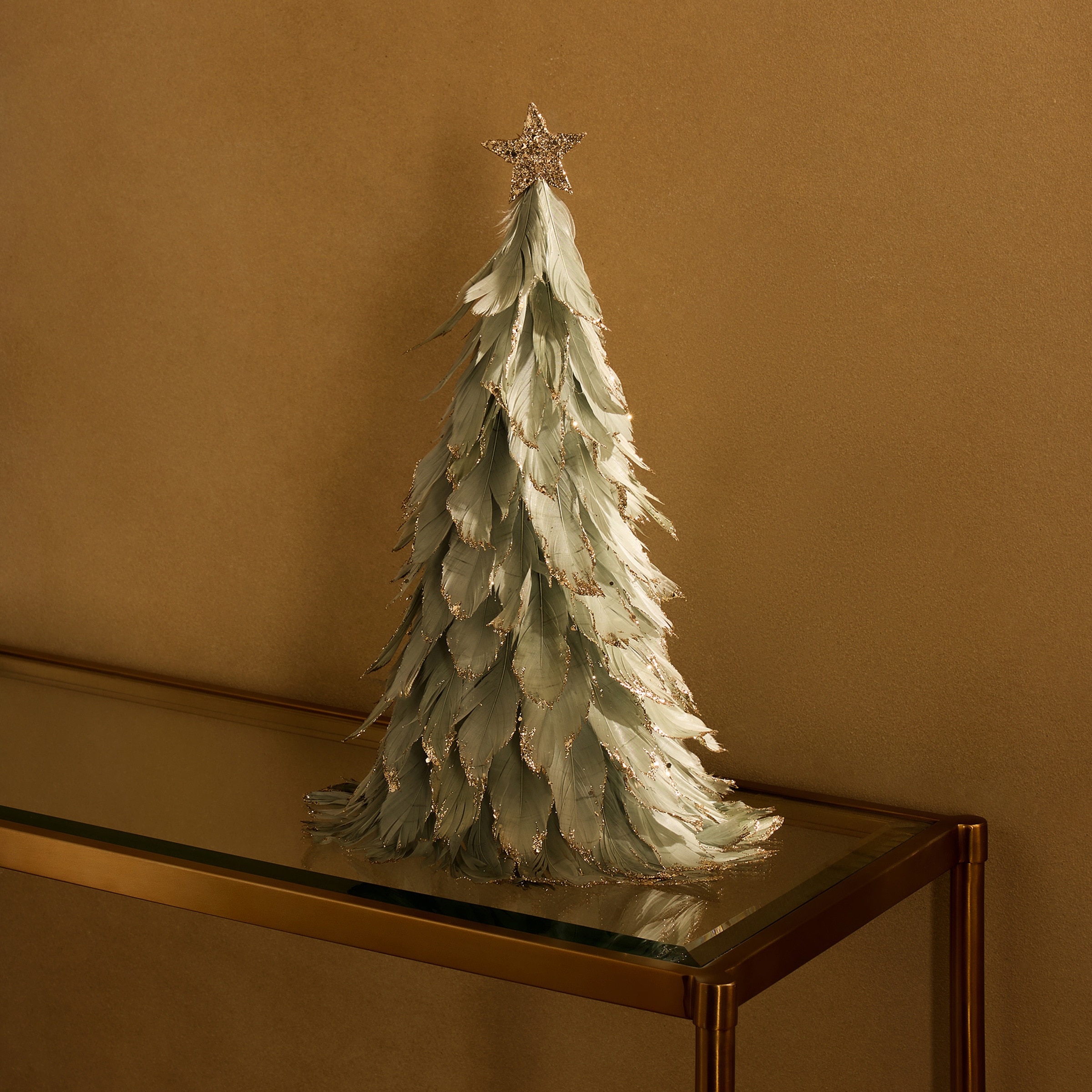 Árvore de Natal de Mesa com Penas Multicolor-1