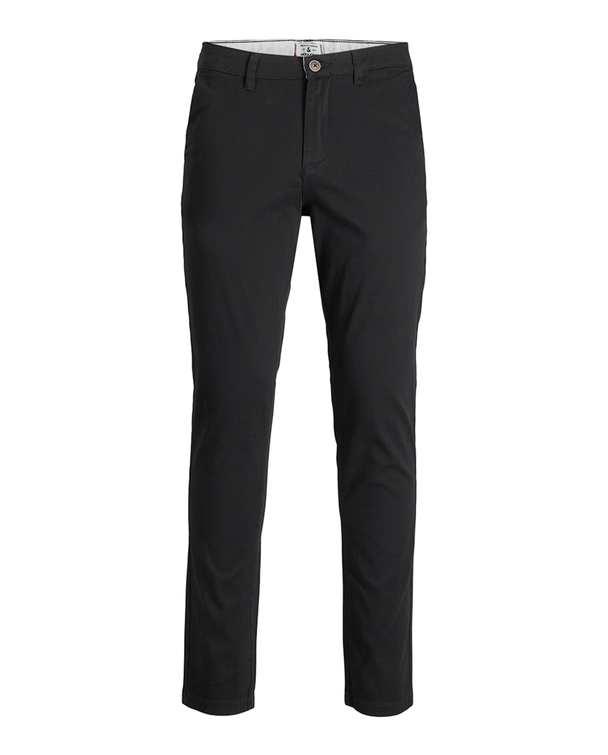 Calças Chino Cintadas com Cintura Baixa Preto-6