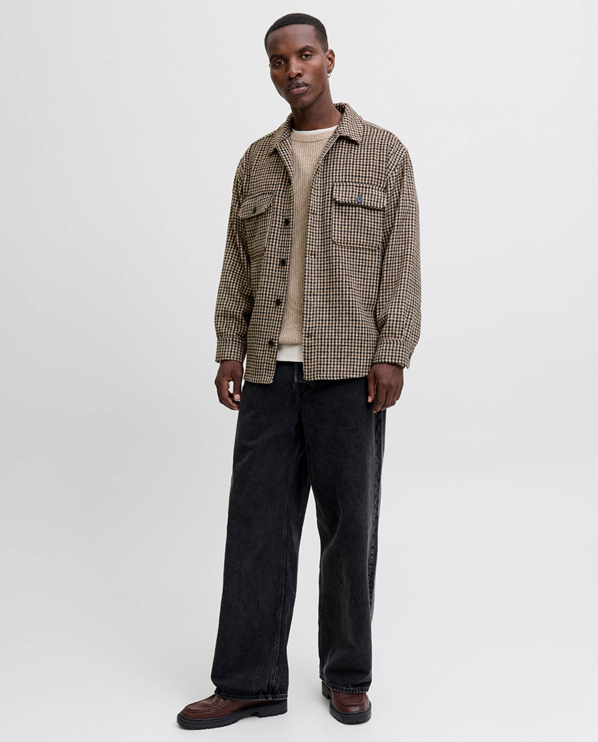 Sobrecamisa de cuadros con corte relax de hombre - Jack & Jones - Marrón Marrón-7