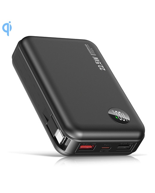 Imagen 0 de Powerbank 20.000mAh con carga rápida PD22,5W, cable USB-C integrado. Pantalla led de carga.