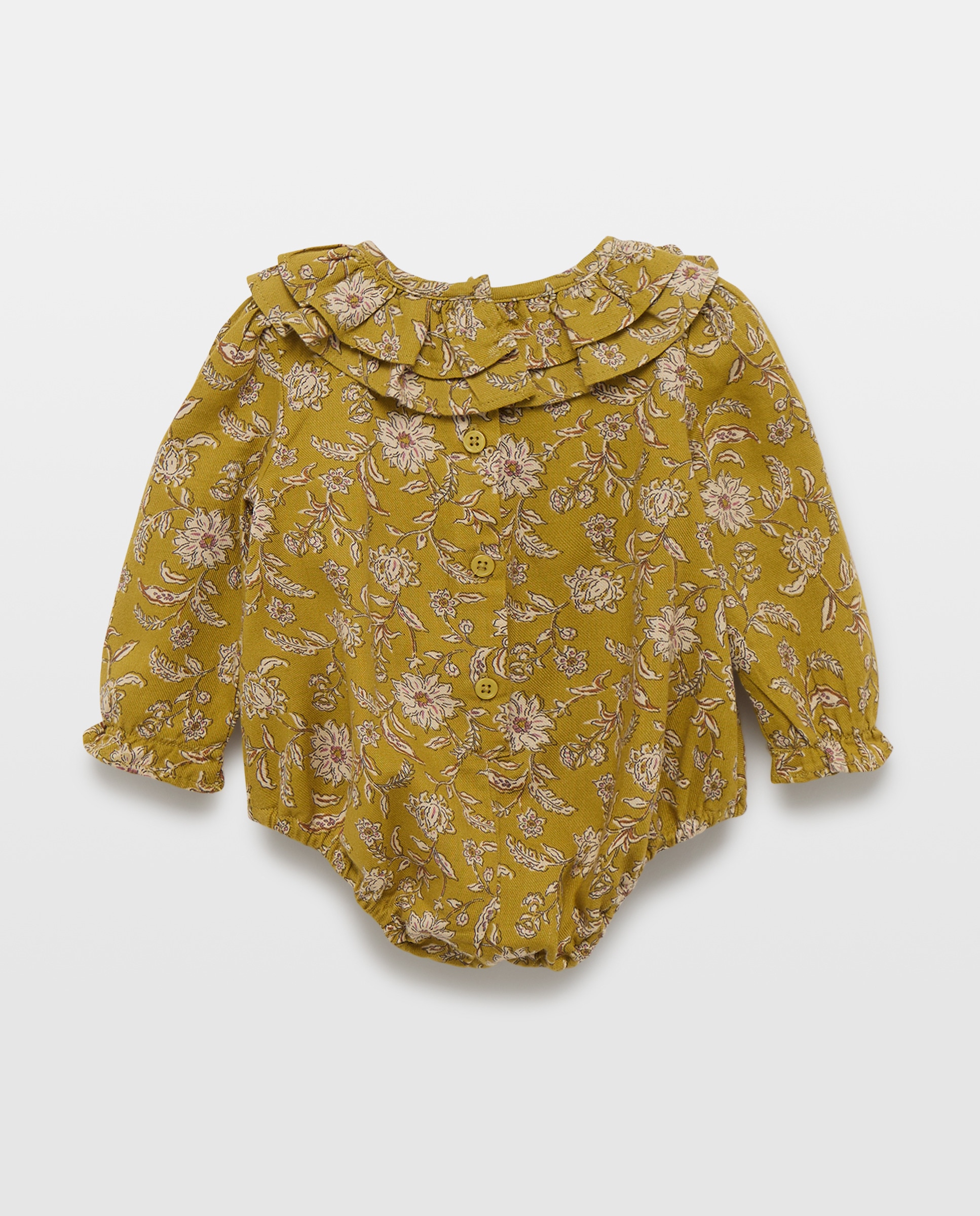 Ranita recién nacido flores  doble volante Pistacho-2