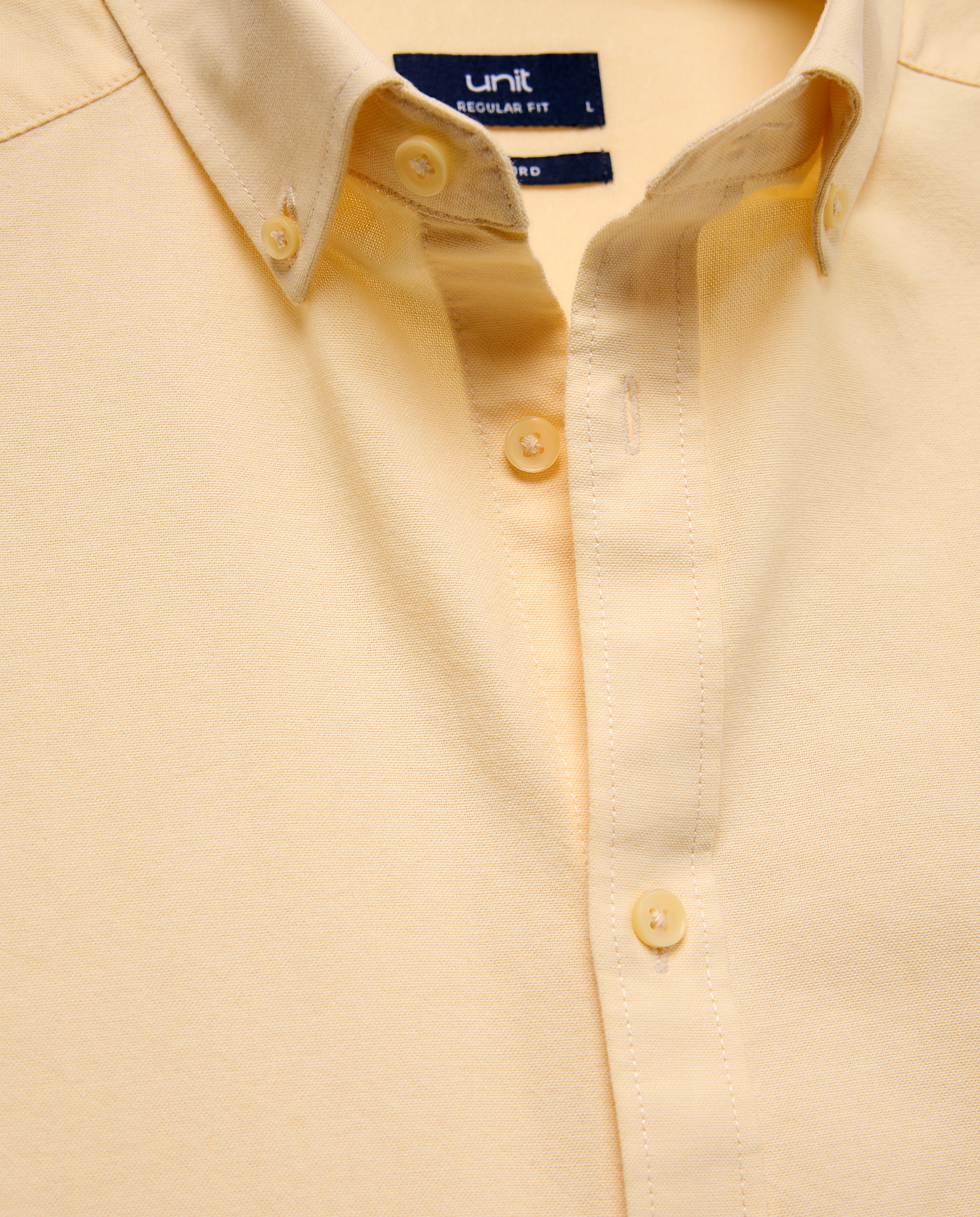 Camisa sport hombre oxford ligera lavada lisa 310 Amarillo claro-5