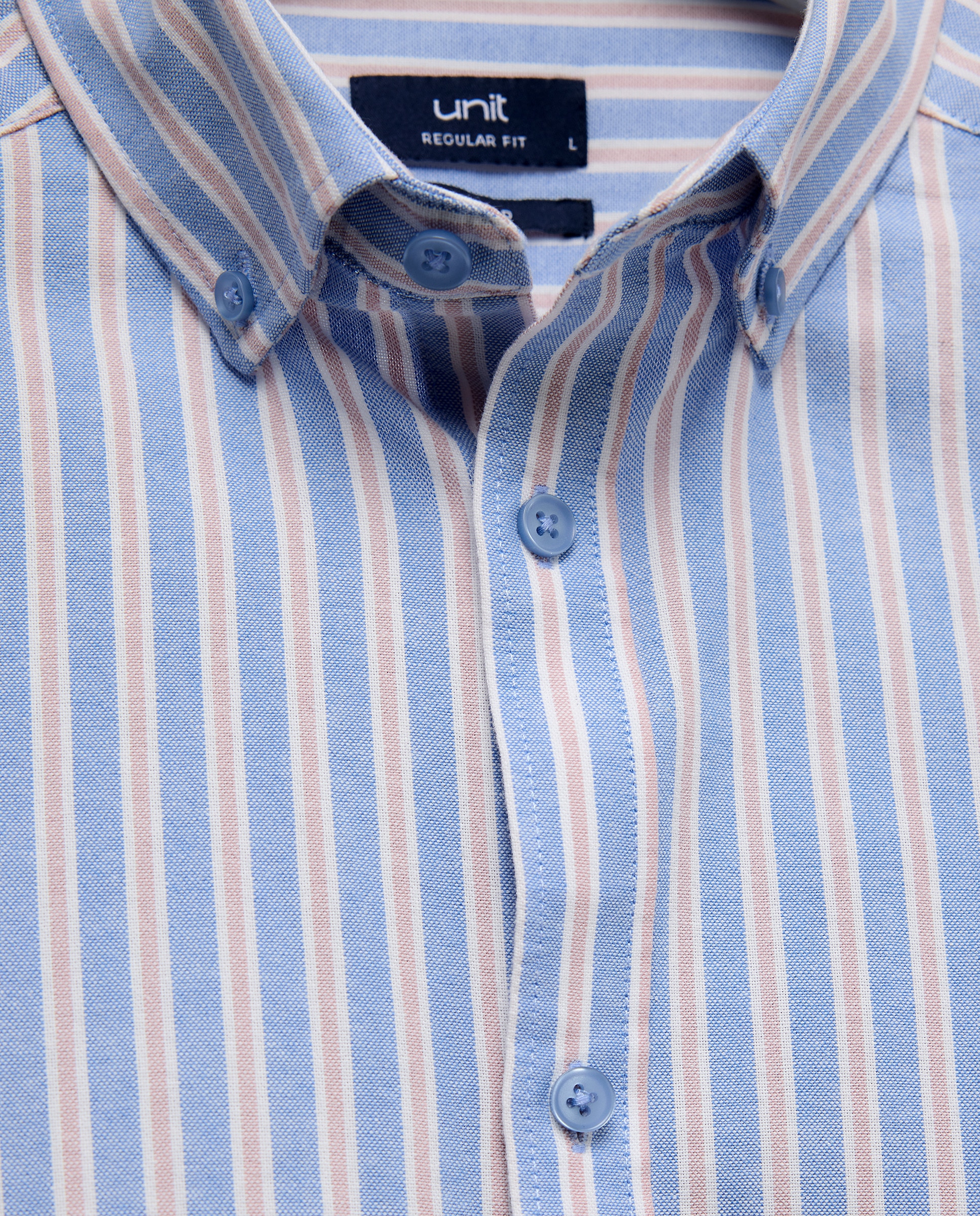 Camisa sport hombre oxford ligera lavada rayas 400 Azul-5