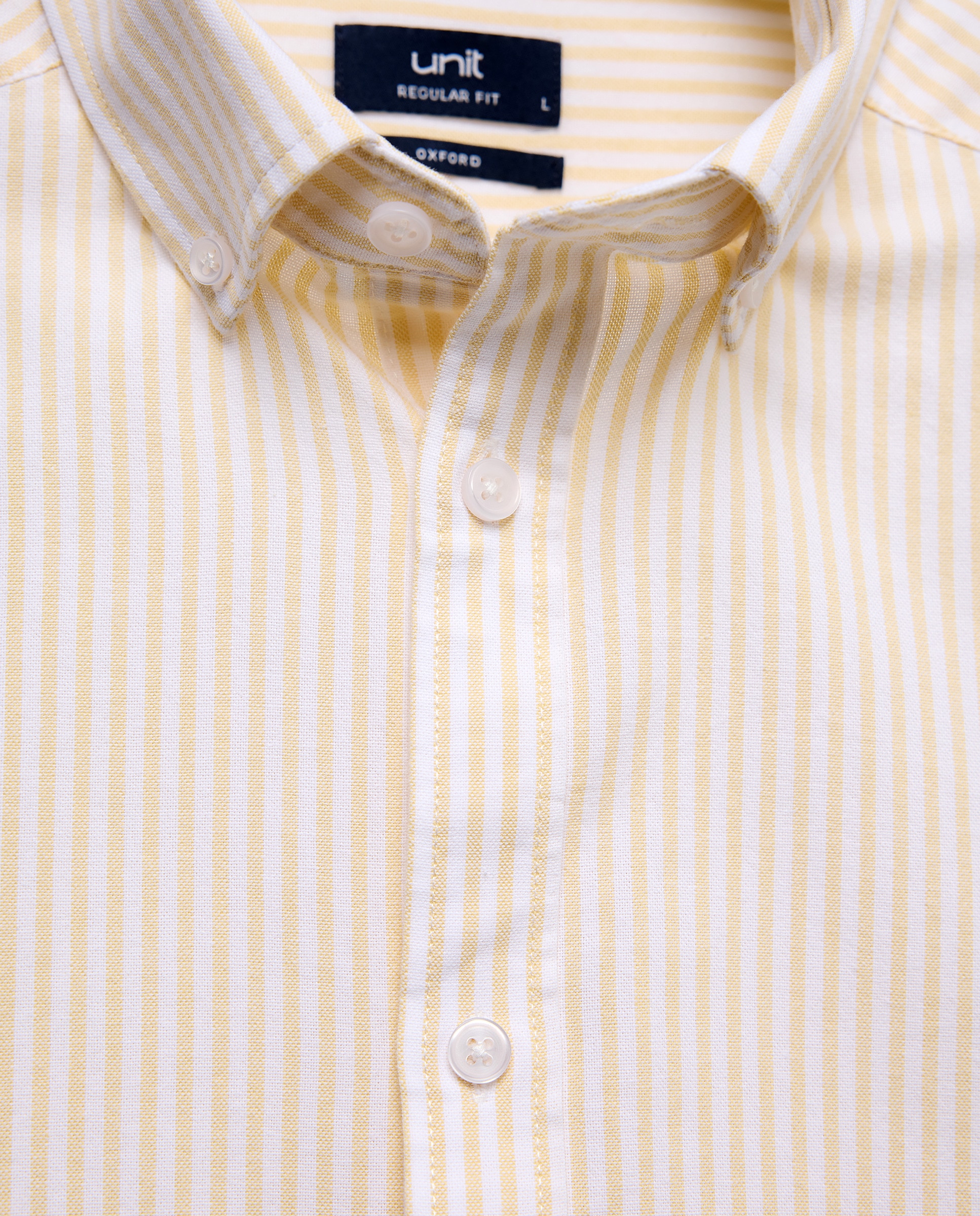 Camisa sport hombre oxford ligera lavada rayas 310 Amarillo claro-5