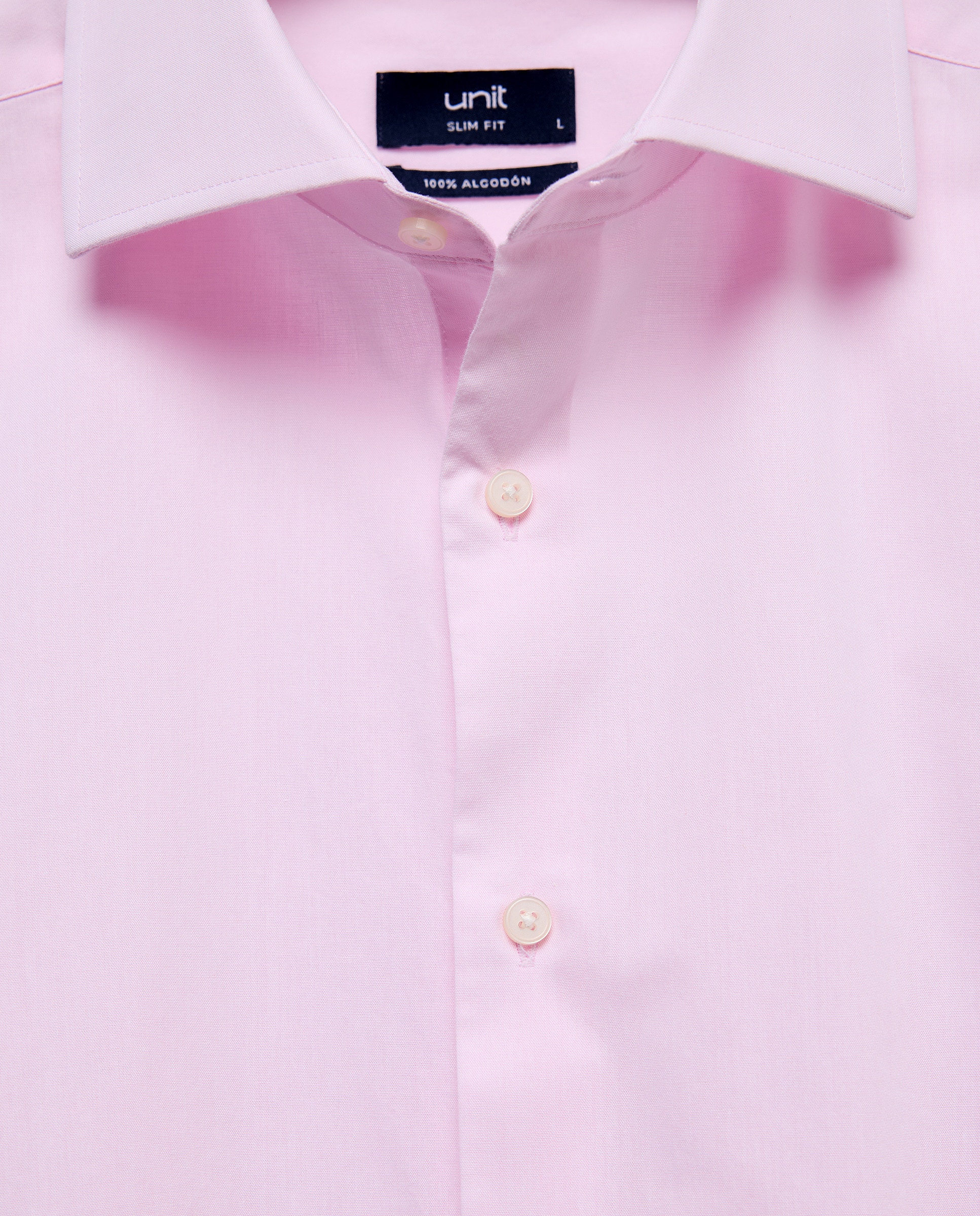 Camisa vestir hombre lisa slim fit Rosa claro-5