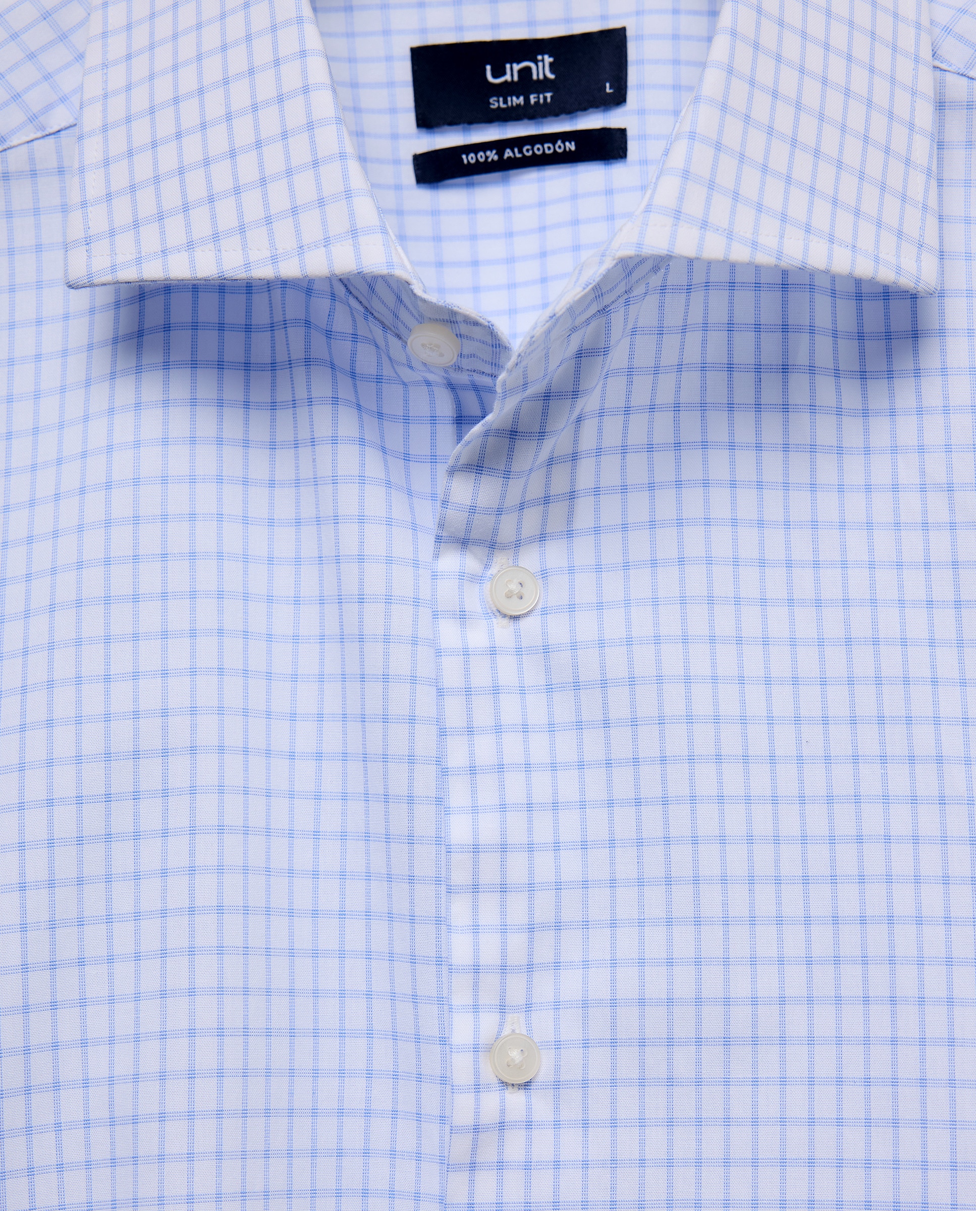 Camisa vestir hombre cuadros slim fit 410 Azul claro-5
