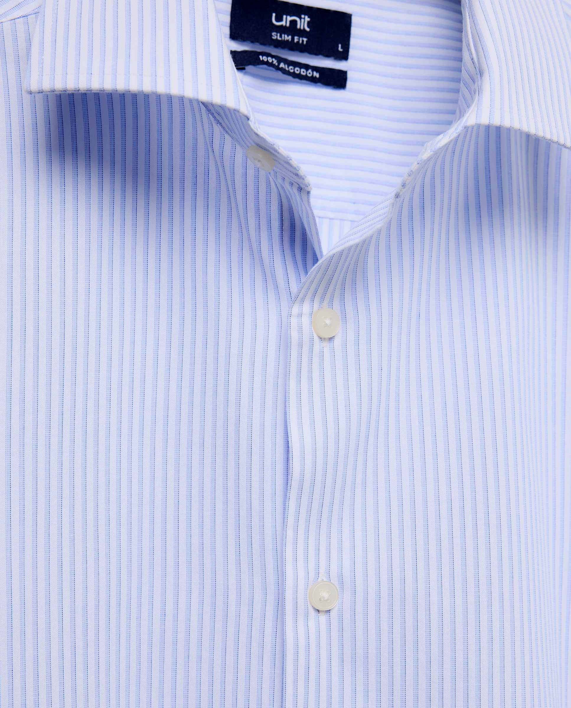 Camisa vestir hombre rayas slim fit 410 Azul claro-5
