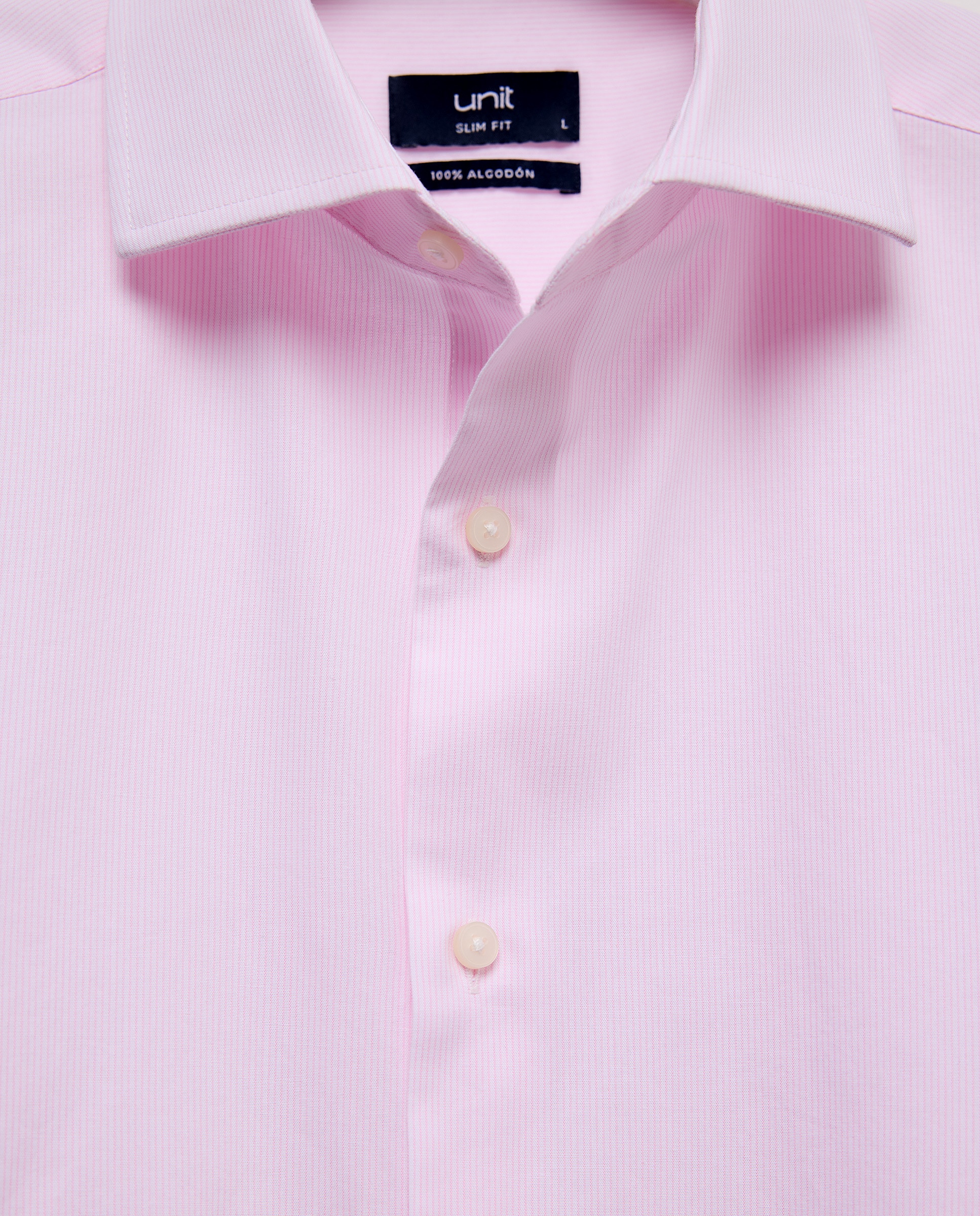 Camisa vestir hombre rayas slim fit Rosa claro-5