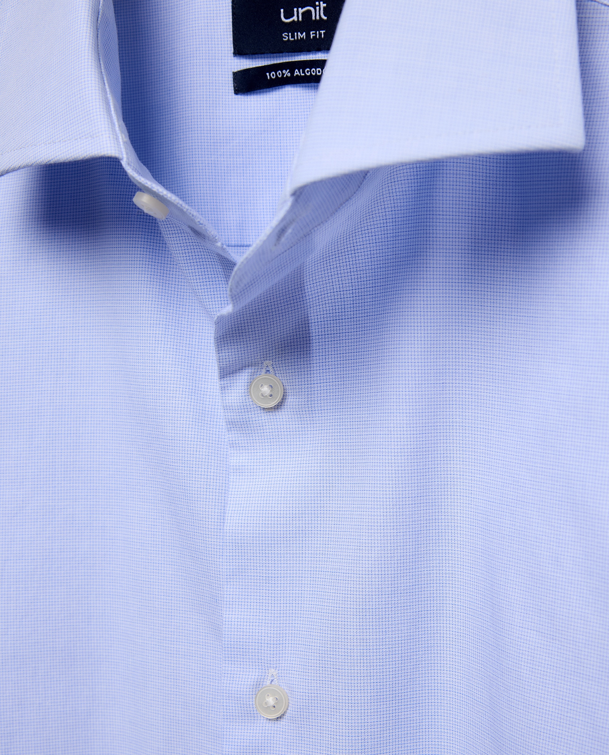 Camisa vestir hombre lisa slim fit 410 Azul claro-5