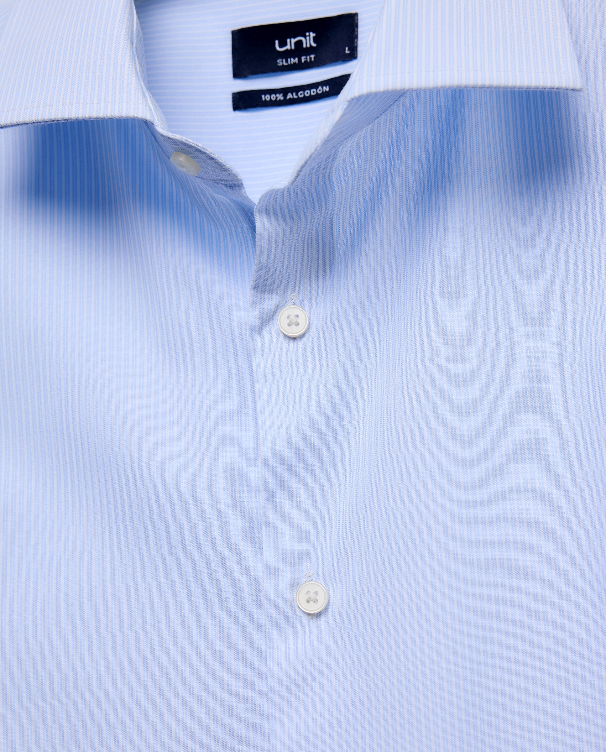 Camisa vestir hombre rayas slim fit 410 Azul claro-5