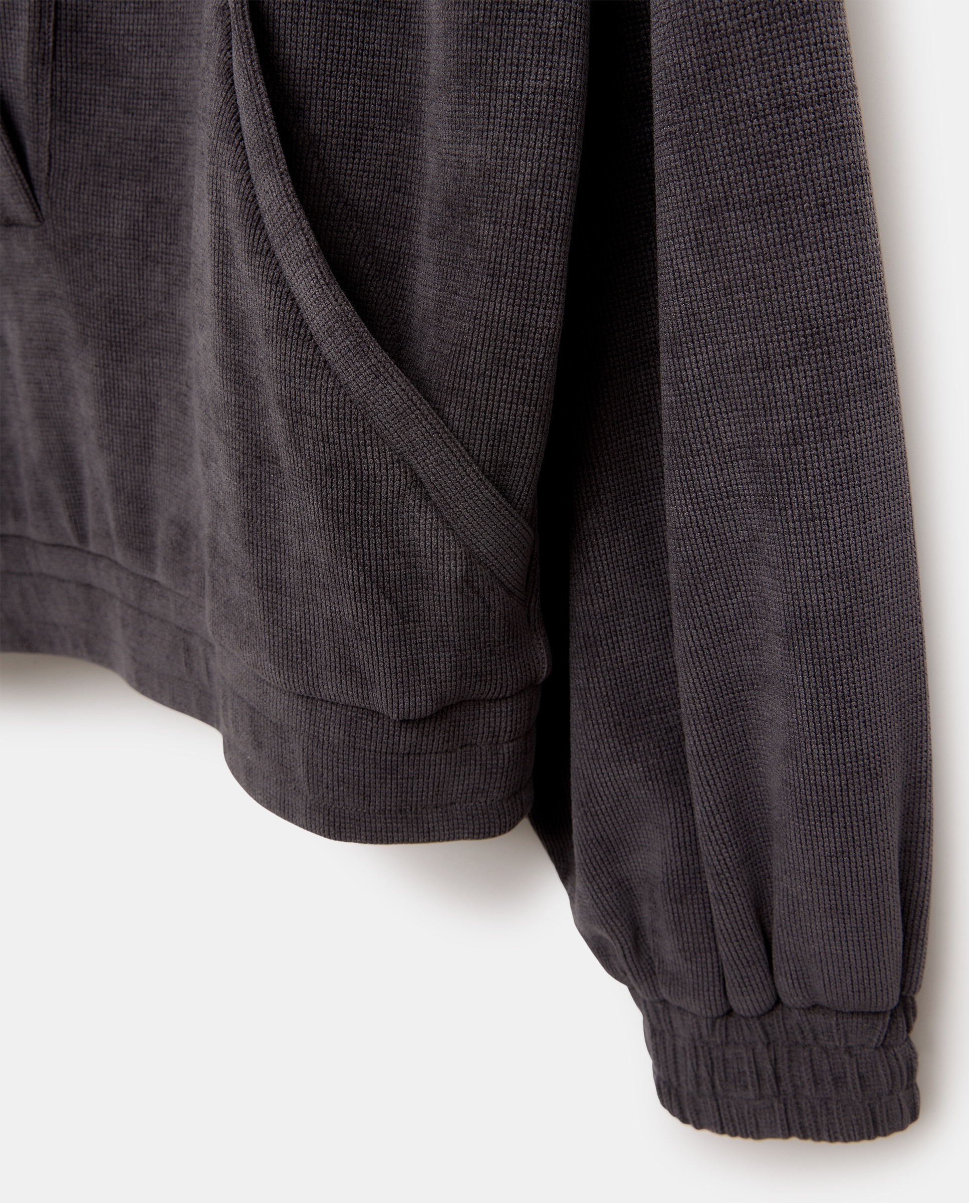 Sweatshirt com Capuz e Decote em Bico Chumbo-5