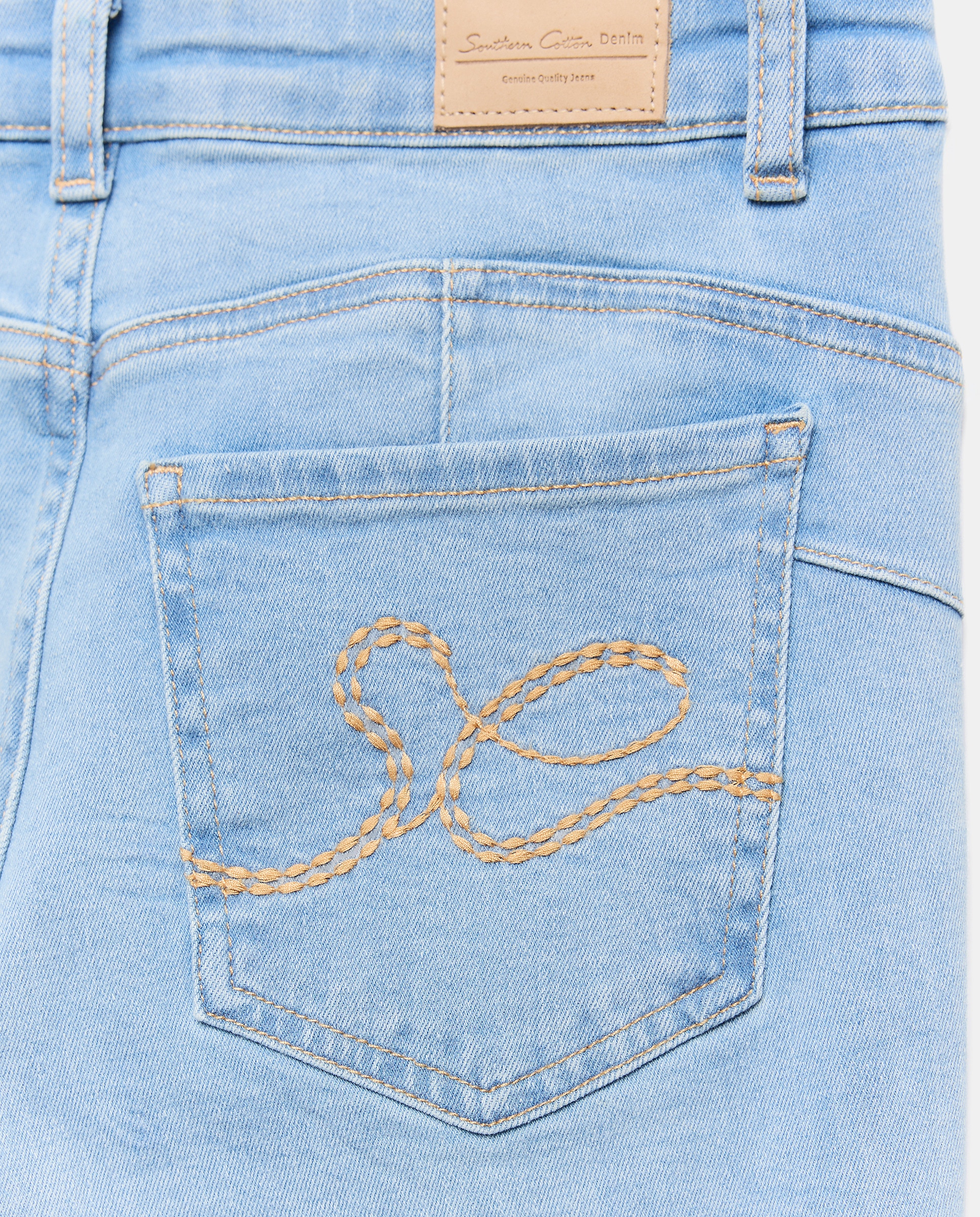 Jeans de Algodão Lisas Cerúleo-5