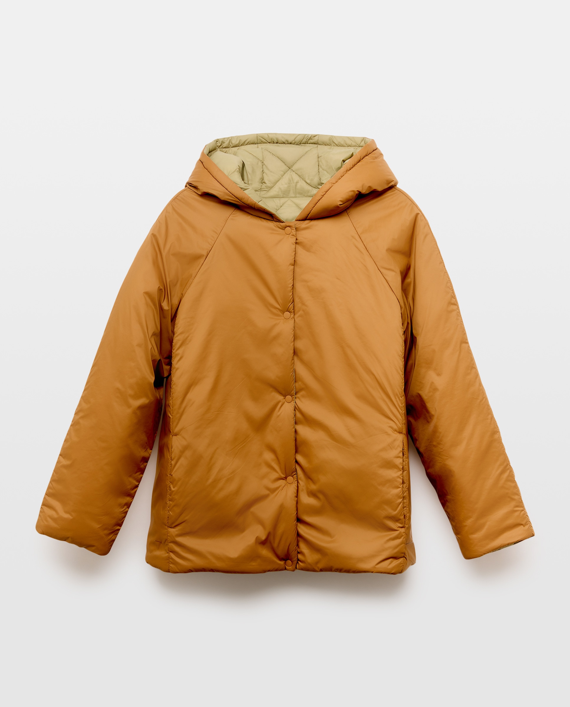 Blusão Acolchoado Curto Reversível Verde-flúor-5