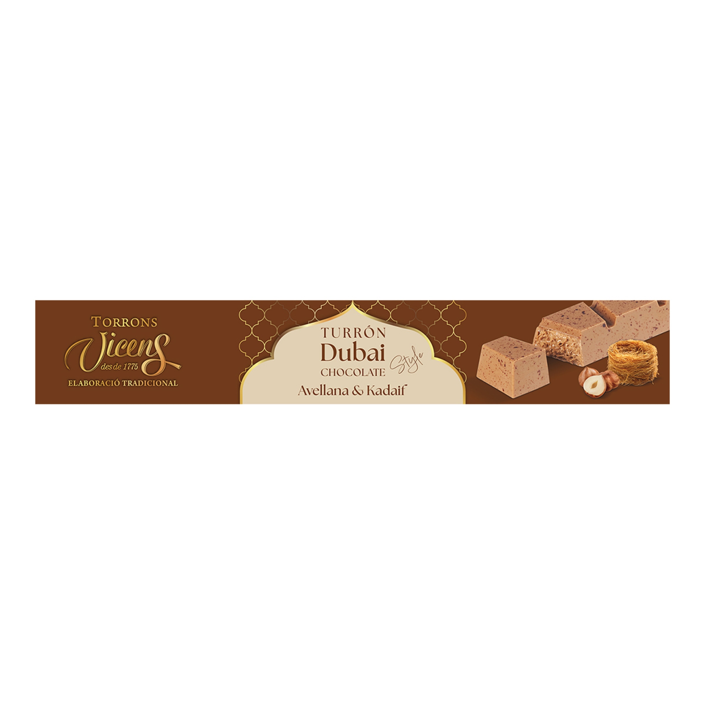 Turrón de chocolate Dubái y avellana Vicens 1