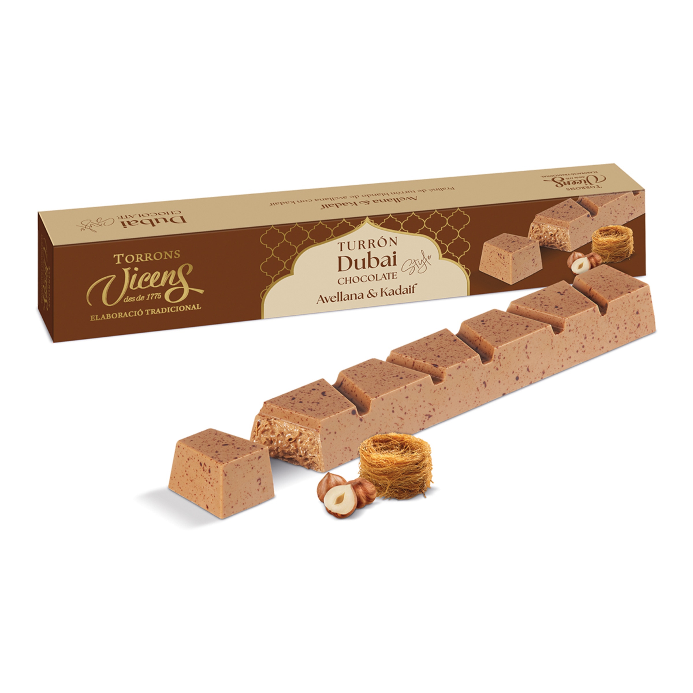 Turrón de chocolate Dubái y avellana Vicens 3