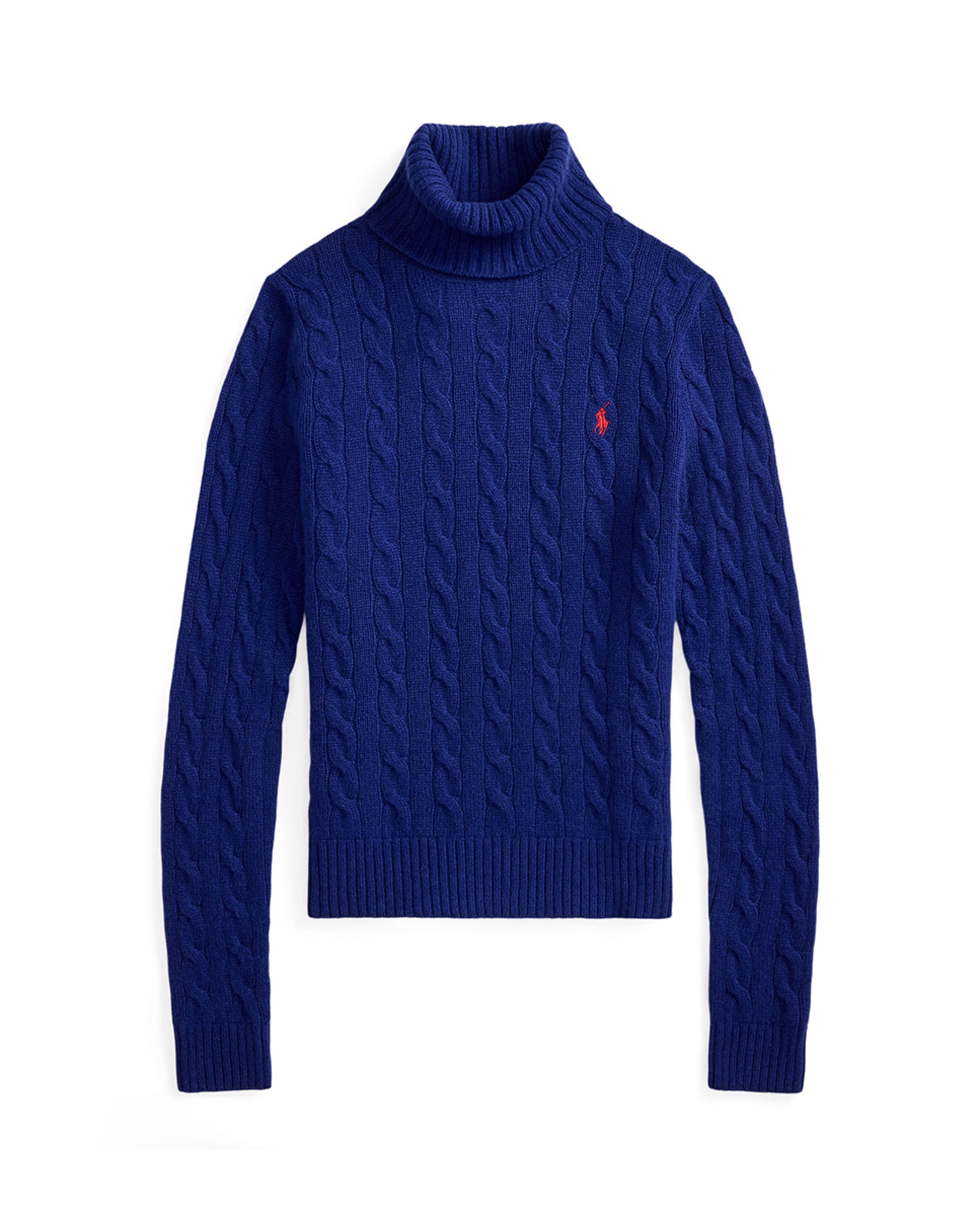 Camisola de Malha do Cabo com Gola Alta Azul-marinho-5