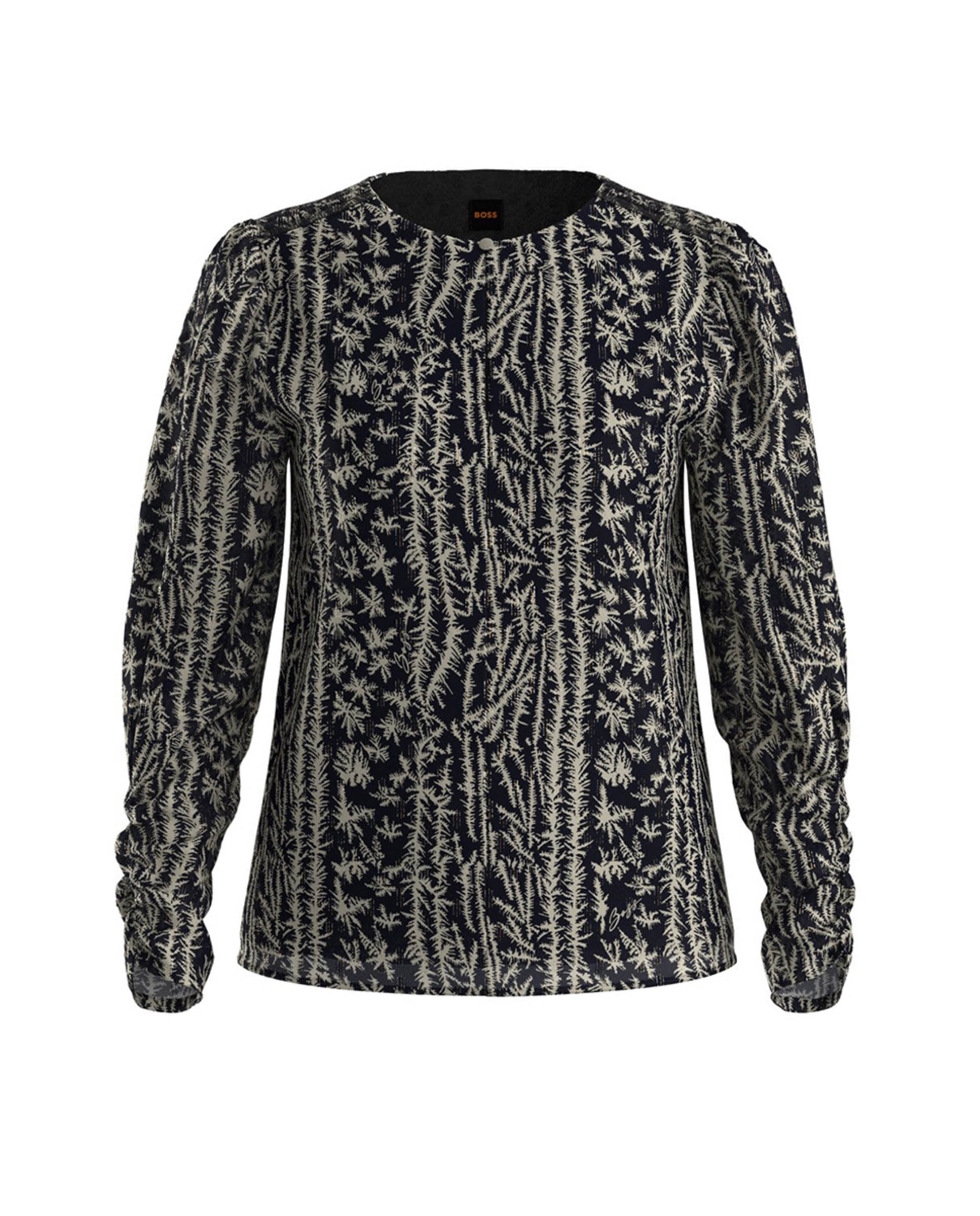 Camisa de Viscose e Fio Metalizado com Manga Comprida Bege-1