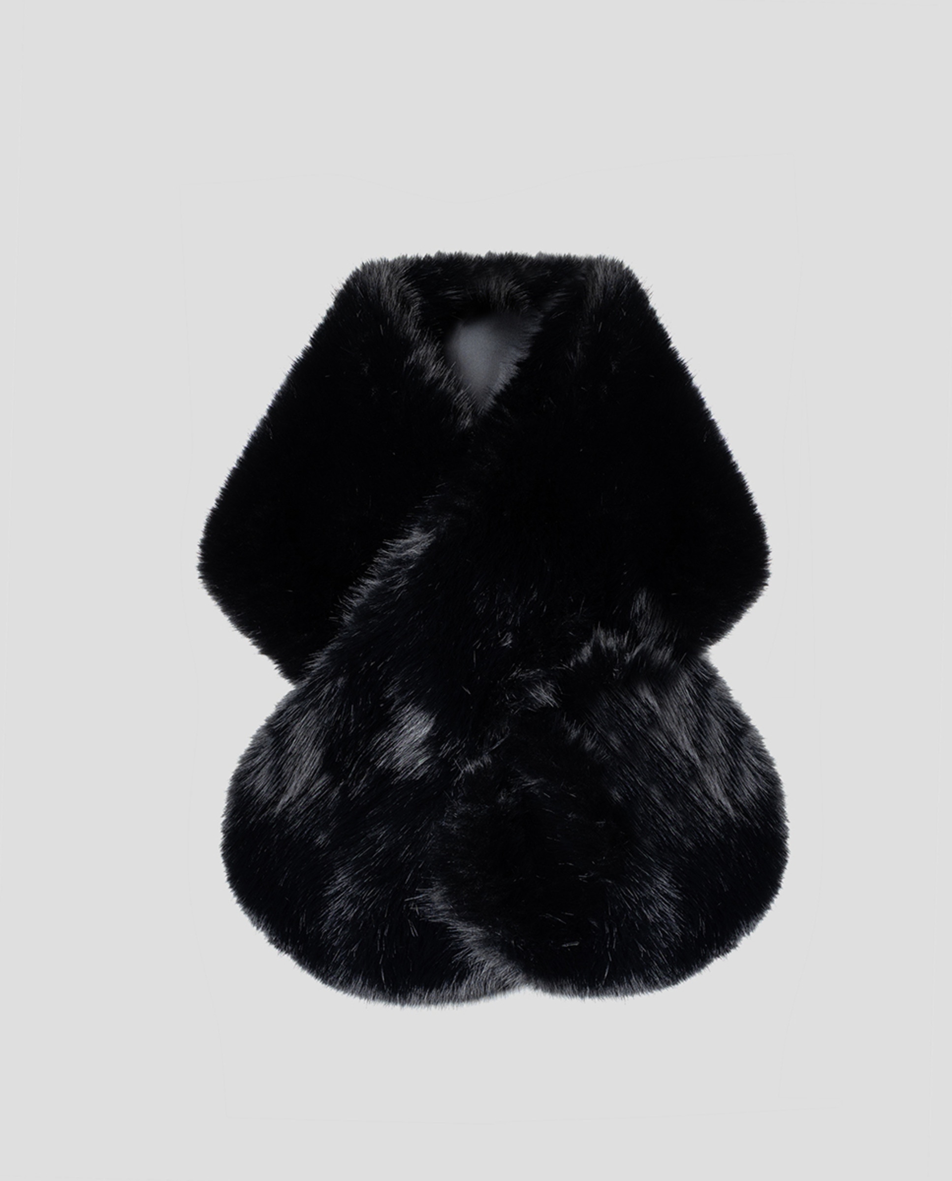 Estola Cruzada com Efeito de Pelo Preto-1