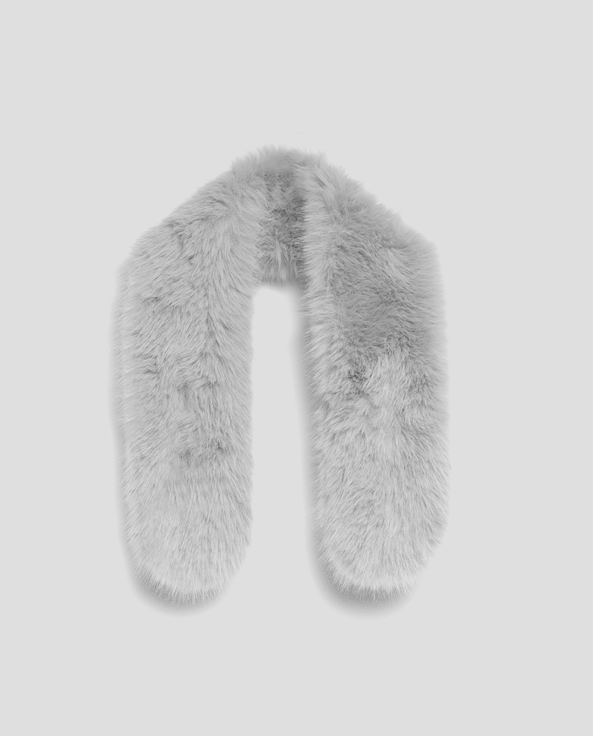 Cachecol Curto com Efeito de Pelo Cinzento-claro-1