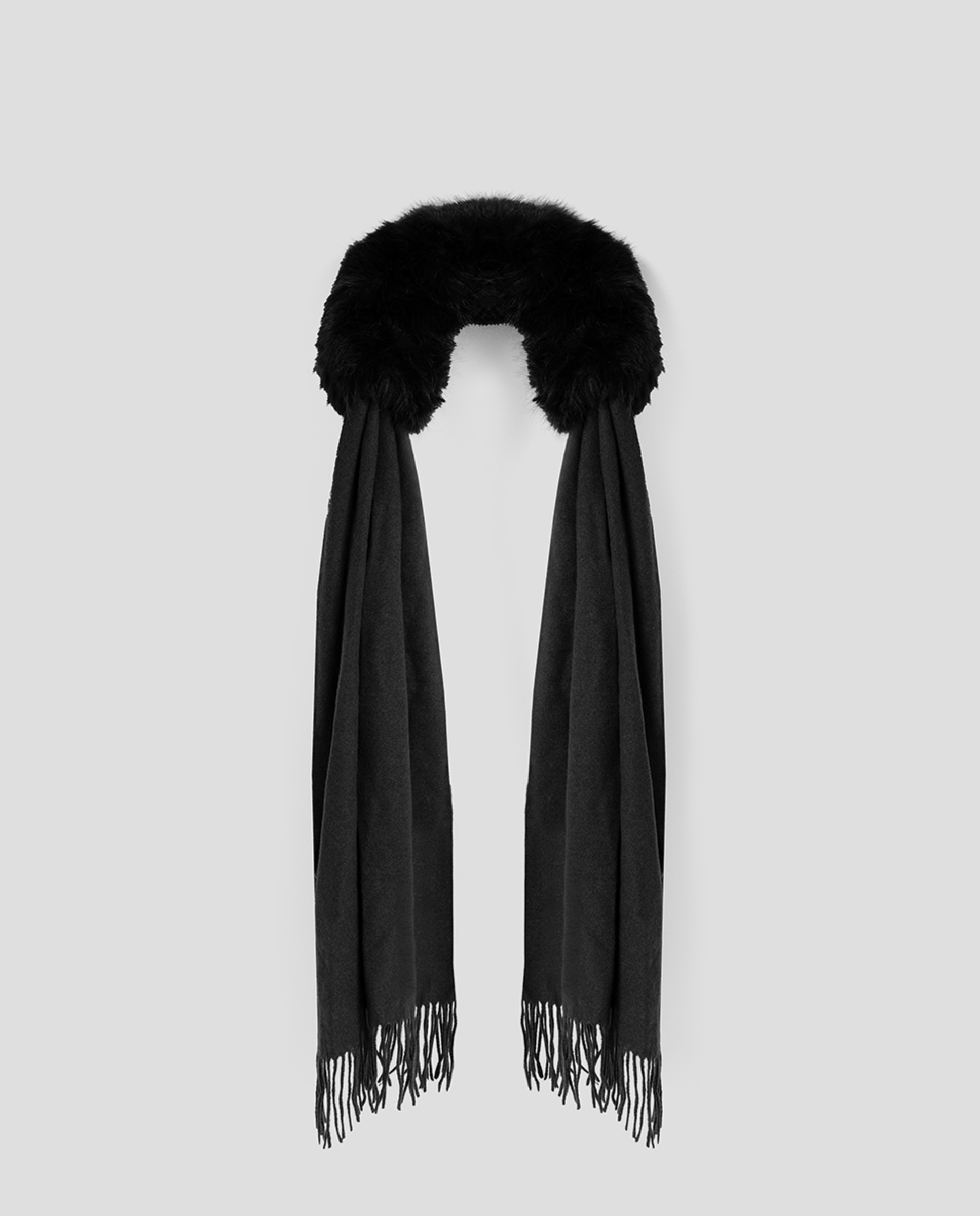 Écharpe Combinada com Gola Suave a Condizer Preto-1