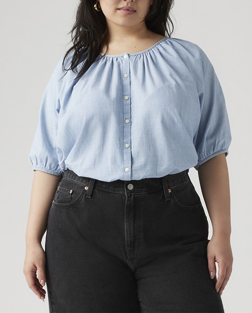 Imagen 0 de Blusa vaquera de mujer de manga corta