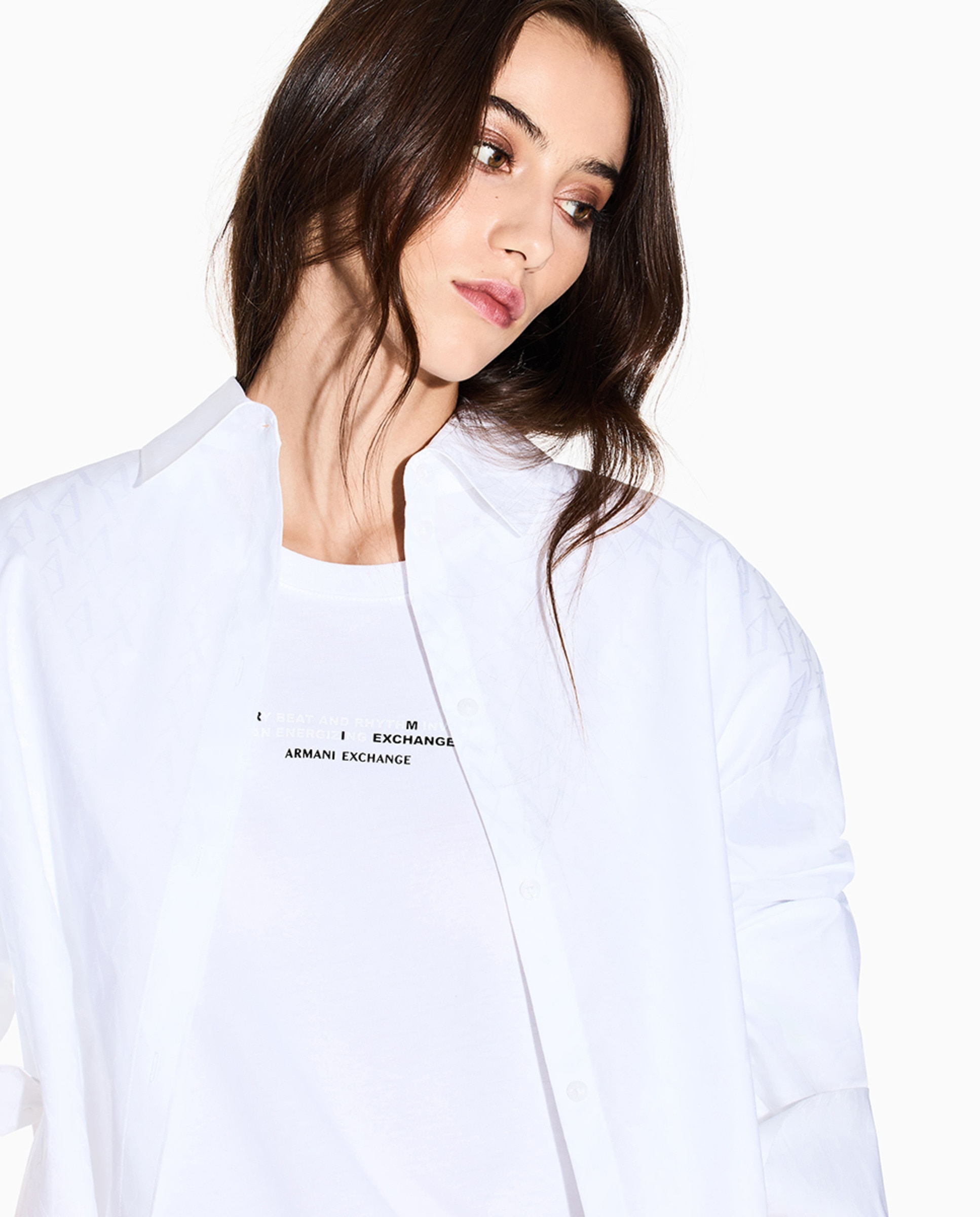 Camisa Oversize em Algodão Jacquard Branco-3