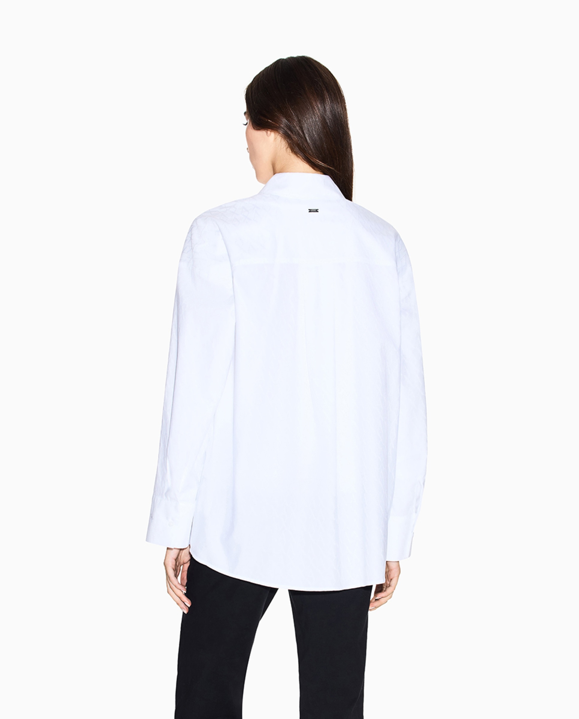 Camisa Oversize em Algodão Jacquard Branco-2