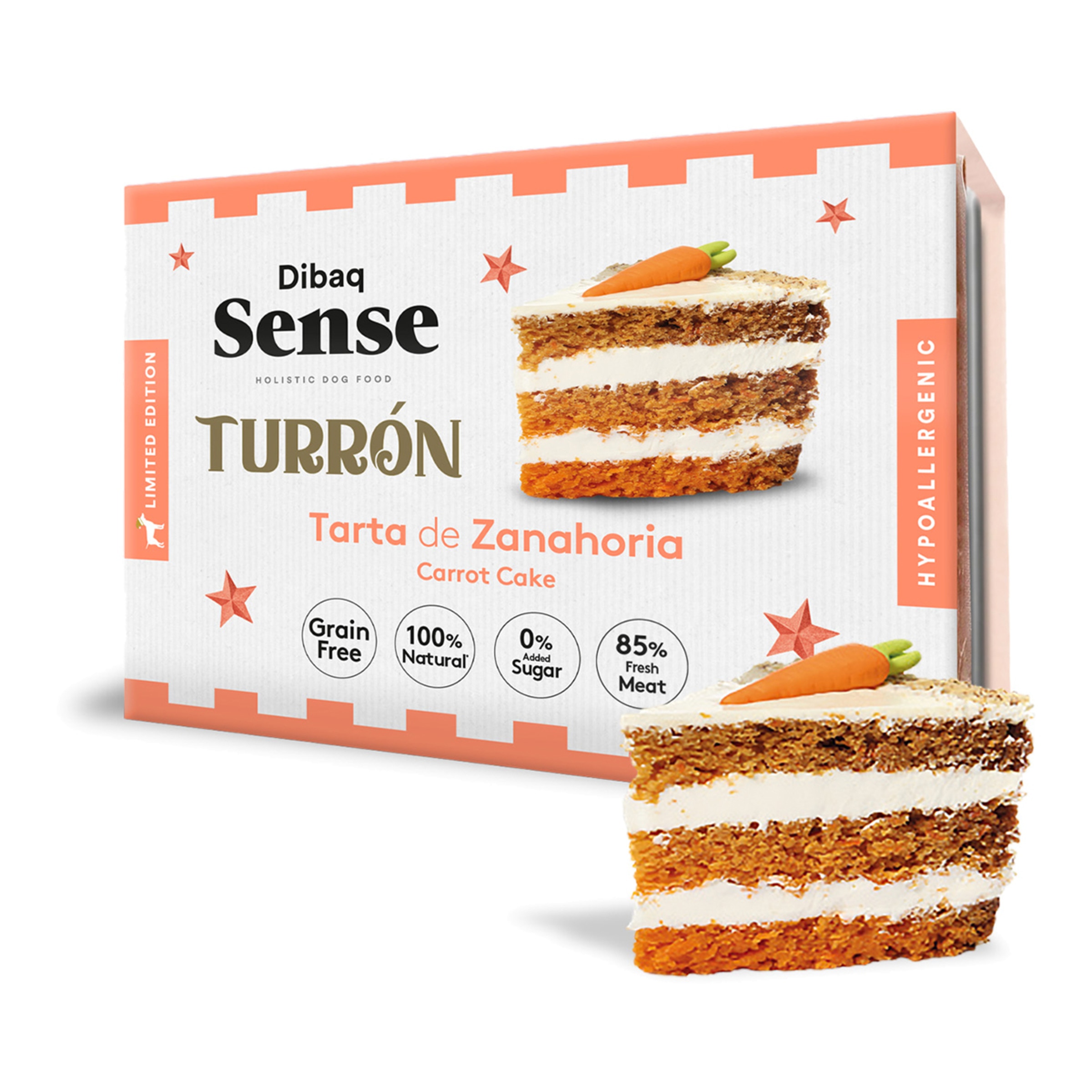 Turrón de tarta de zanahoria para perros adultos Dibaq Sense grain free 185 g 2