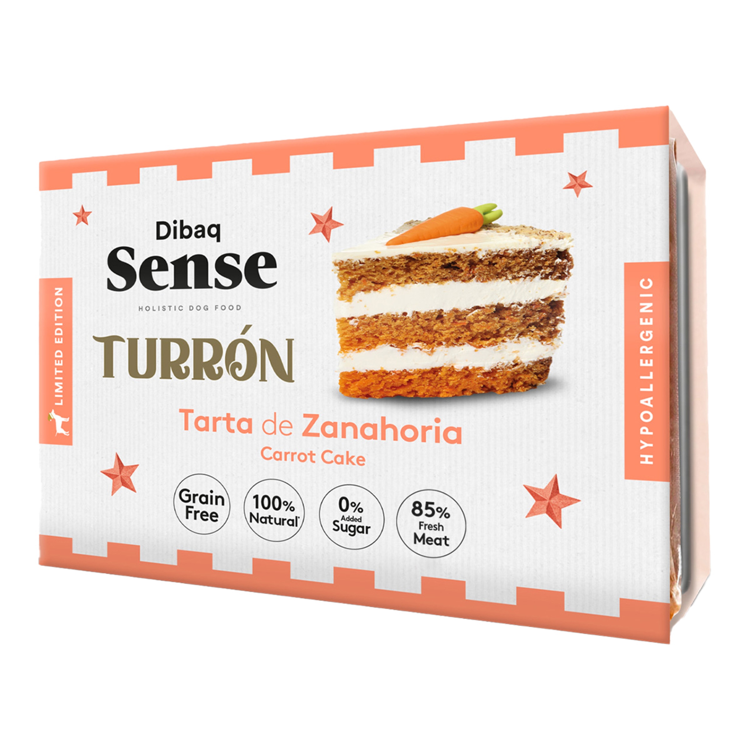 Turrón de tarta de zanahoria para perros adultos Dibaq Sense grain free 185 g 1