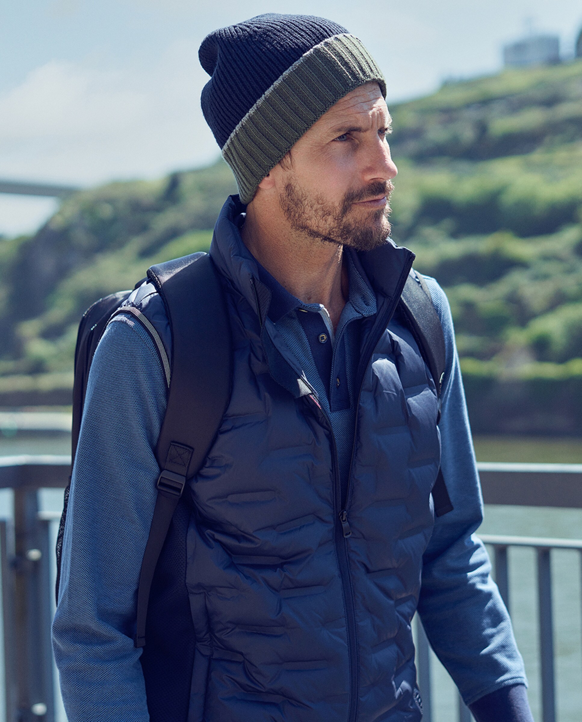 Gorro Beanie de Malha Combinada Azul-marinho-4