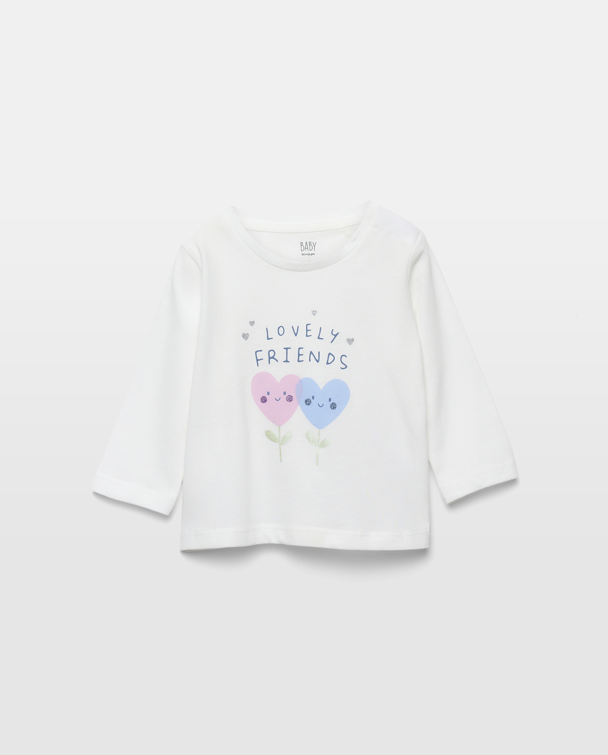 Camisola de Manga Comprida de Bebé com Estampado de Fantasia Branco-1