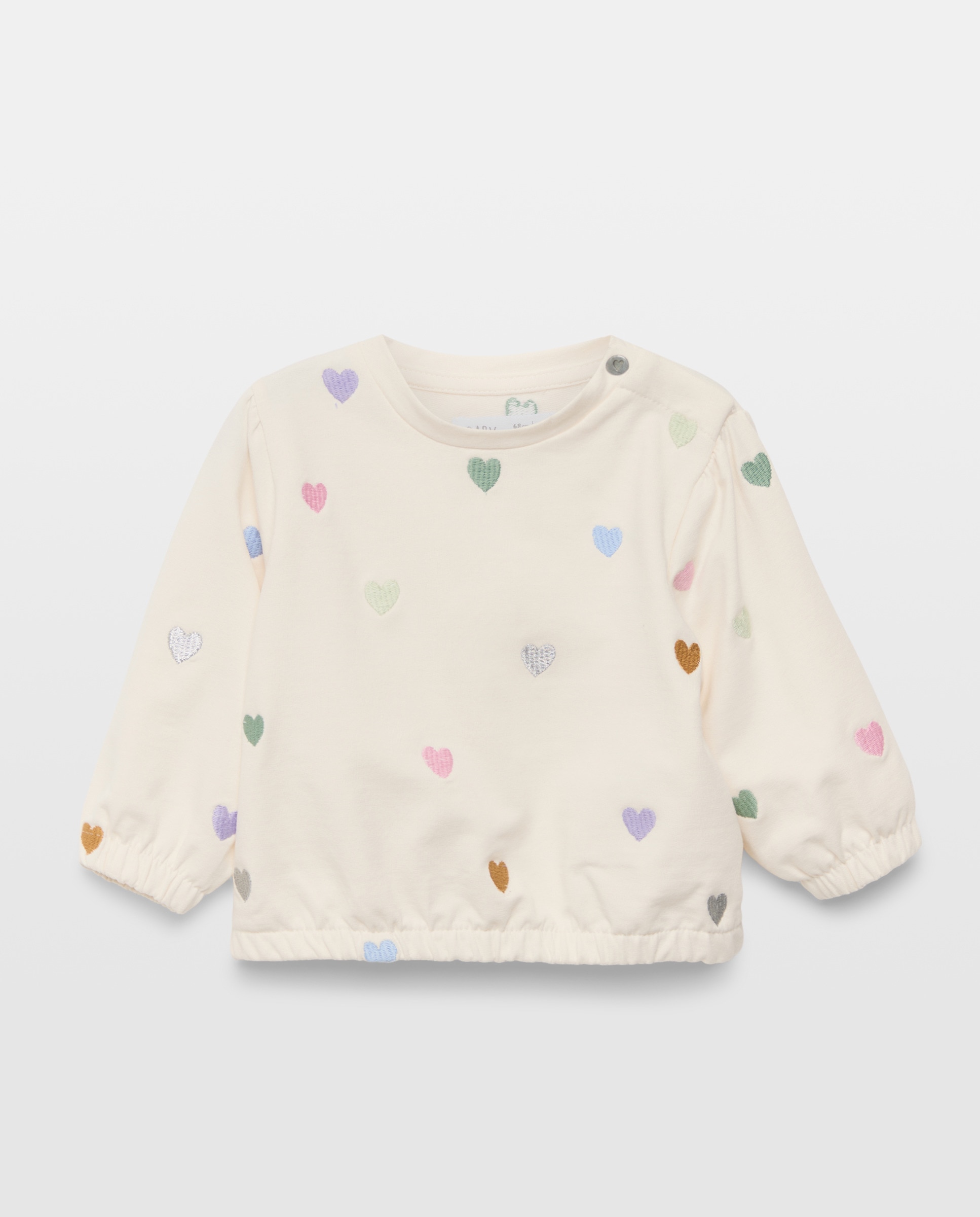 Sweatshirt de Felpa de Bebé com Bordado Branco-1