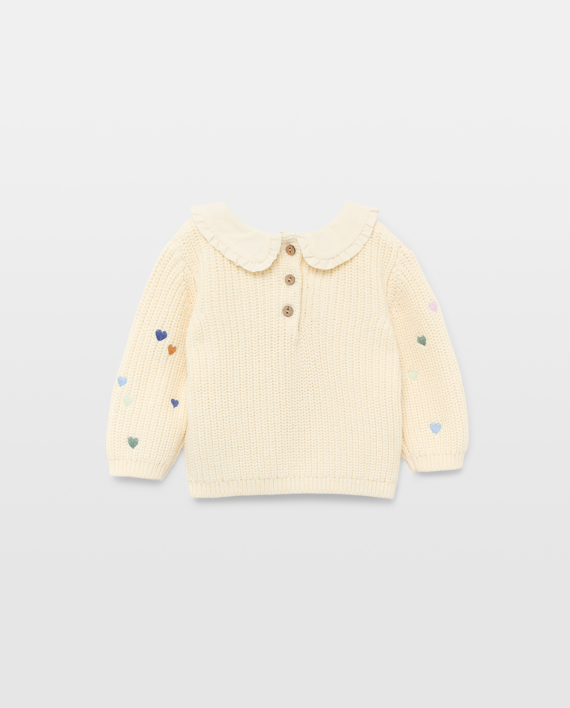 Camisola de Malha de Bebé com Gola Redonda e Bordado 120 Cru-2