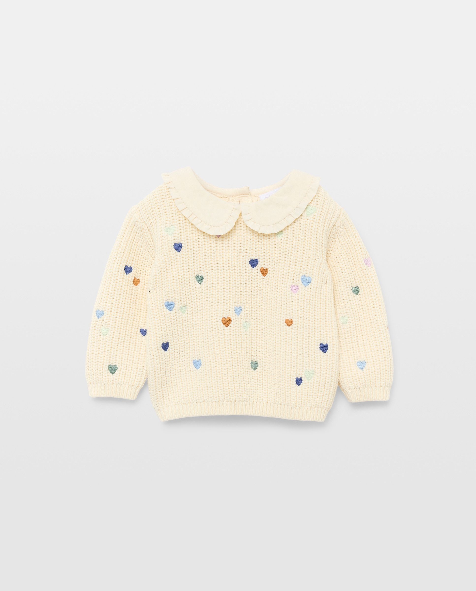 Camisola de Malha de Bebé com Gola Redonda e Bordado 120 Cru-1