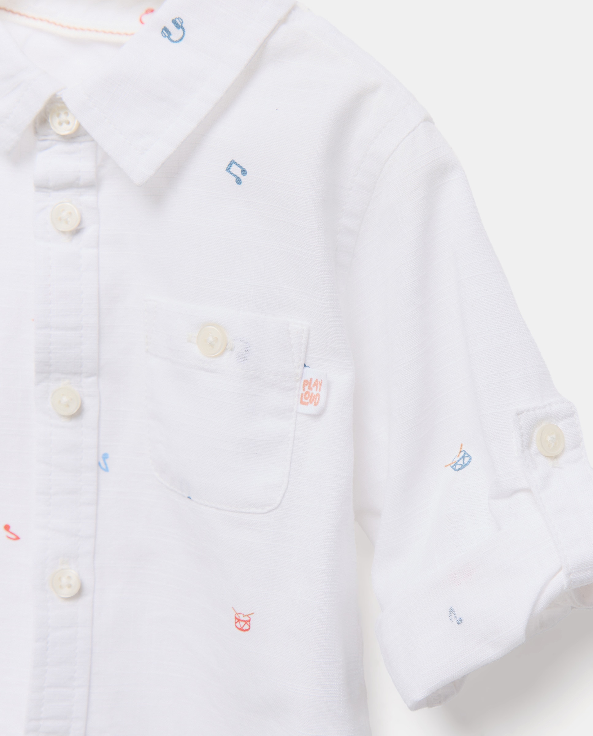 Camisa de Algodão de Bebé com Manga Comprida e Colarinho de Camisa Baby El Corte Inglés Branco-3