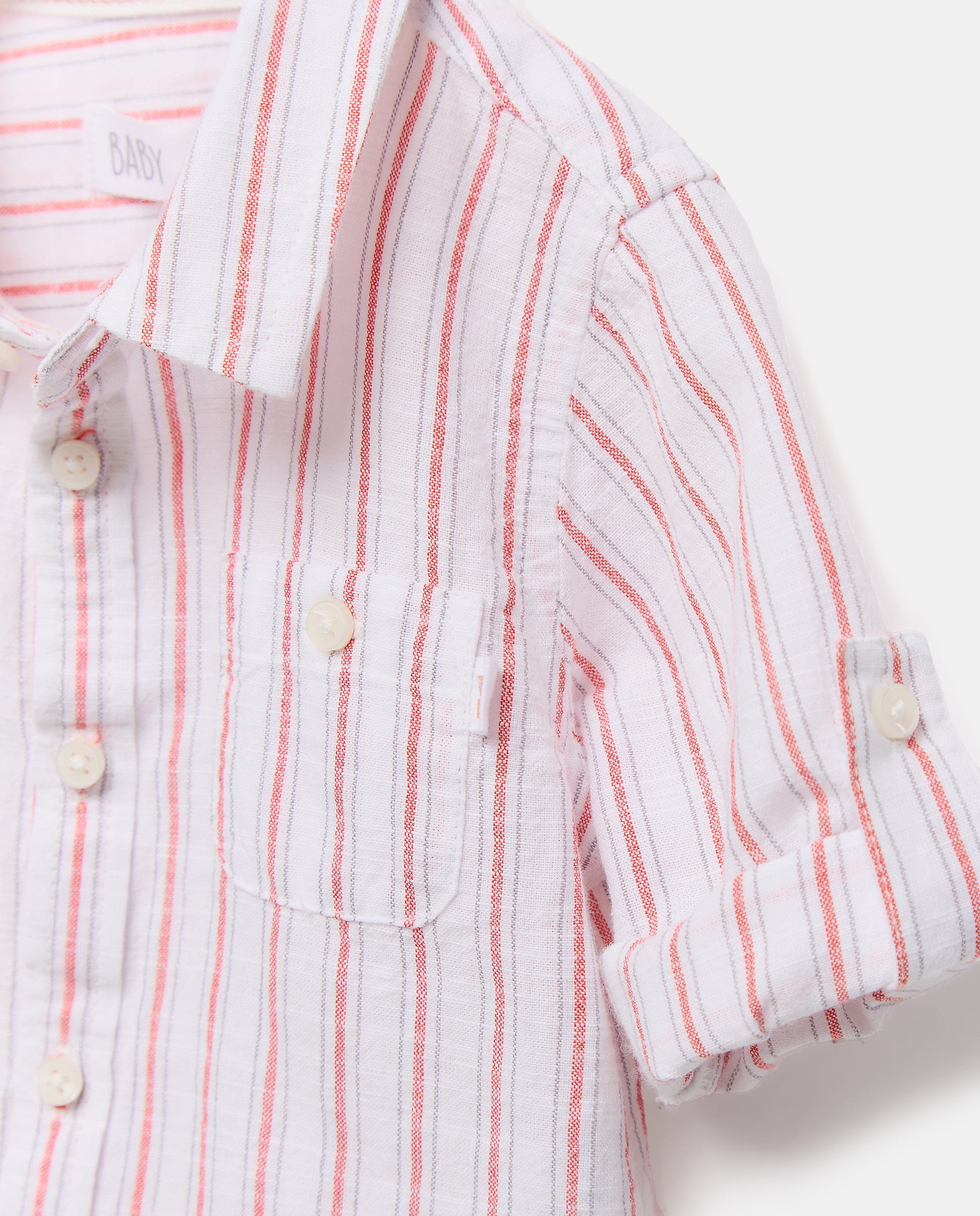 Camisa de Algodão de Bebé com Manga Comprida e Colarinho de Camisa Baby El Corte Inglés Vermelho-3