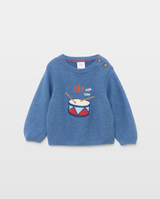 Imagem 0 de Camisola de Malha de Bebé com Emblema e Malha Entrelaçada