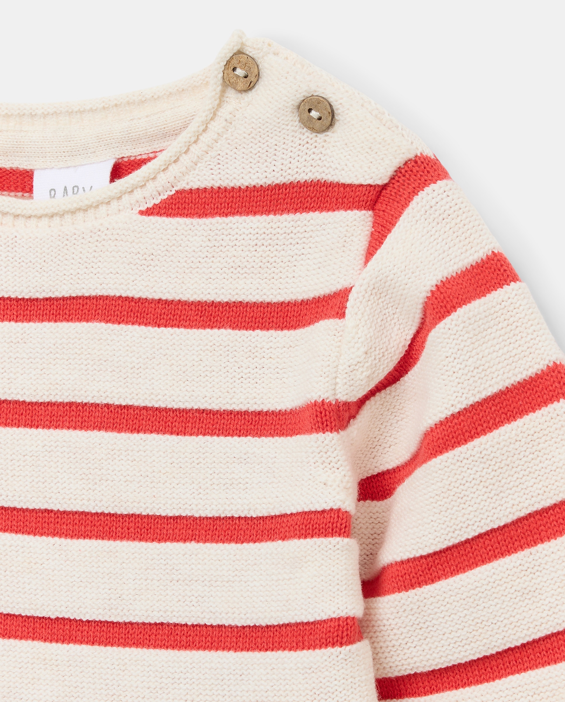 Camisola de Malha de Bebé às Riscas Vermelho-3
