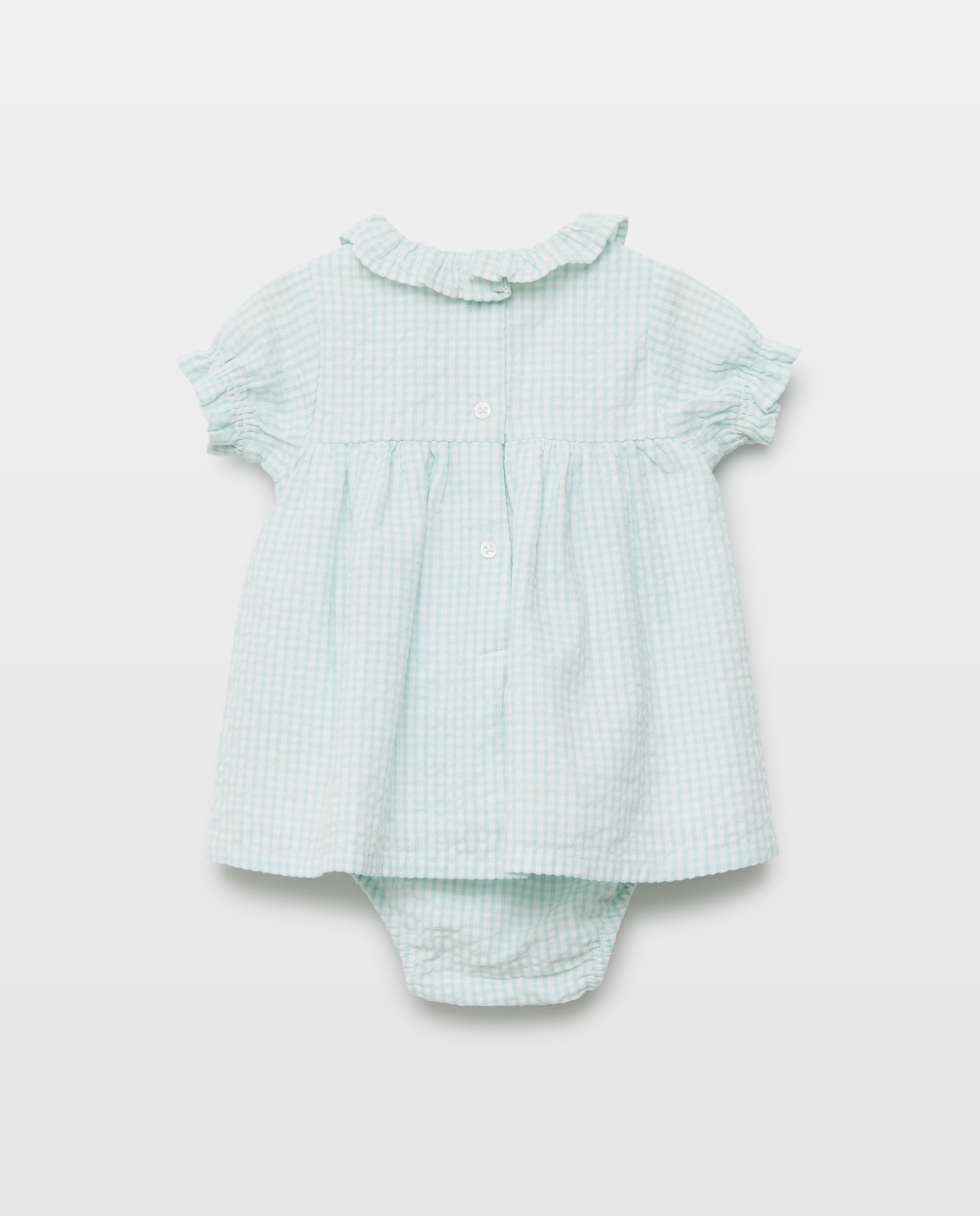 Vestido de Manga Curta Vichy de Bebé Baby El Corte Inglés Verde-2
