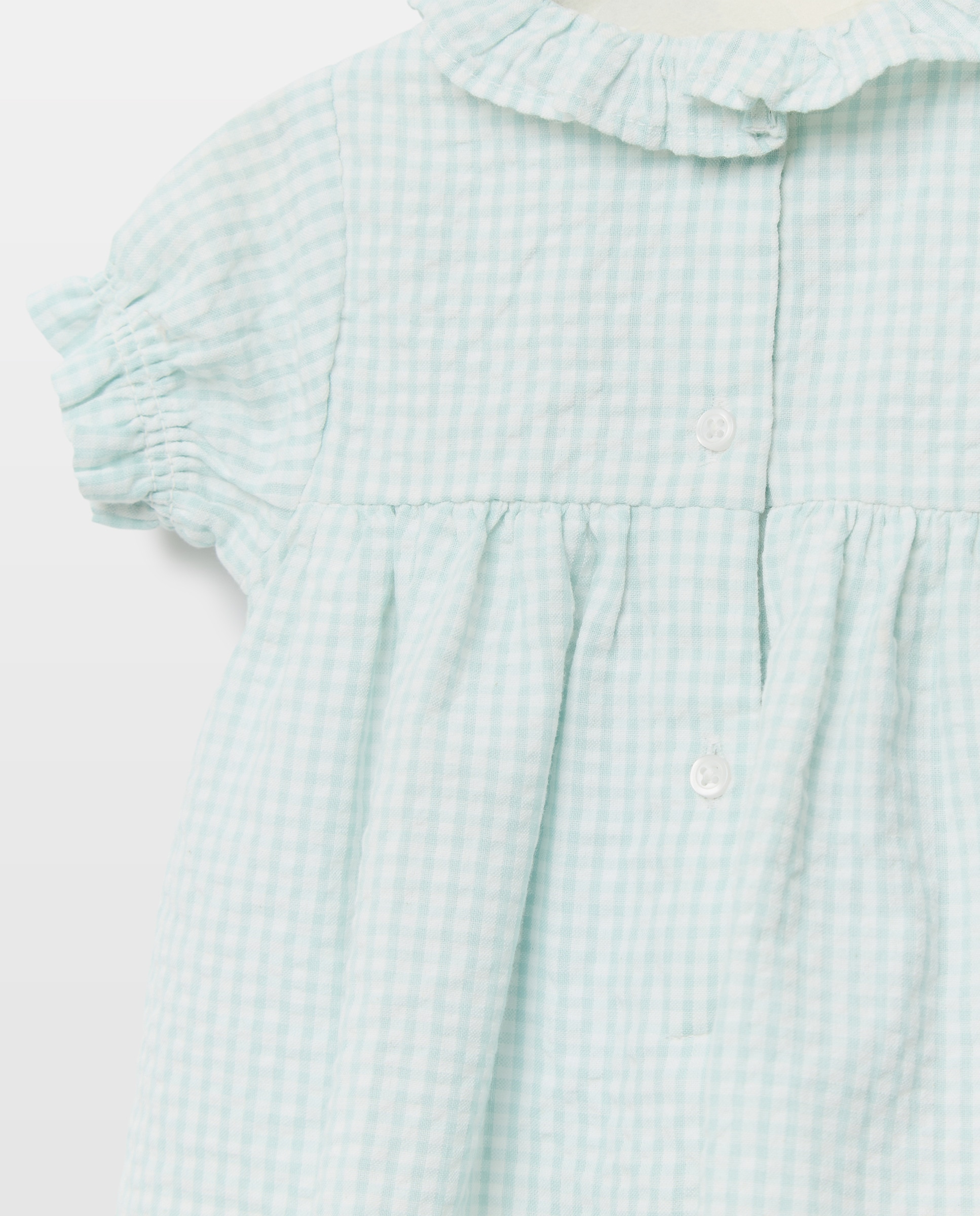 Vestido de Manga Curta Vichy de Bebé Baby El Corte Inglés Verde-4