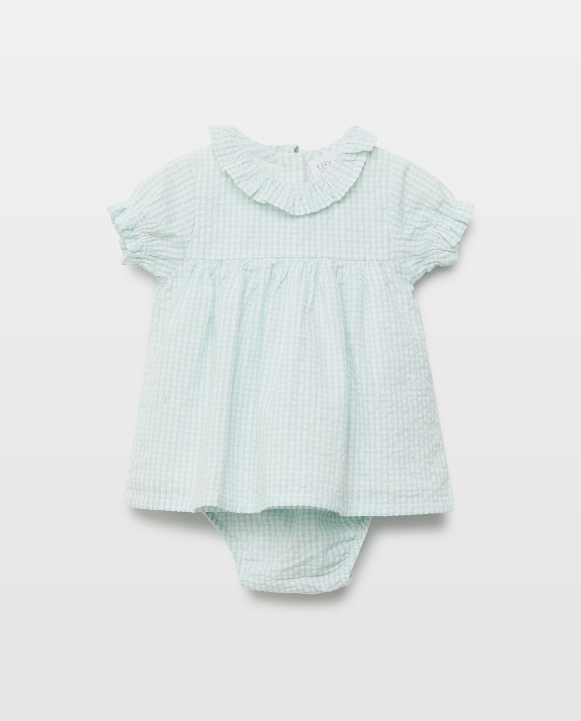Vestido de Manga Curta Vichy de Bebé Baby El Corte Inglés Verde-1