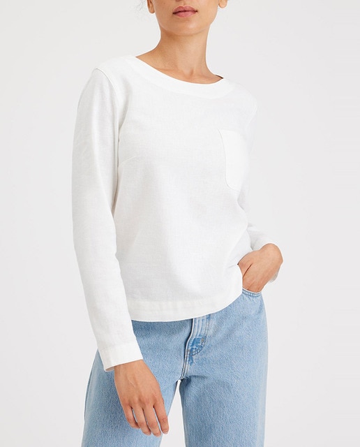 Imagen 0 de Camisa de mujer de manga larga y cuello redondo