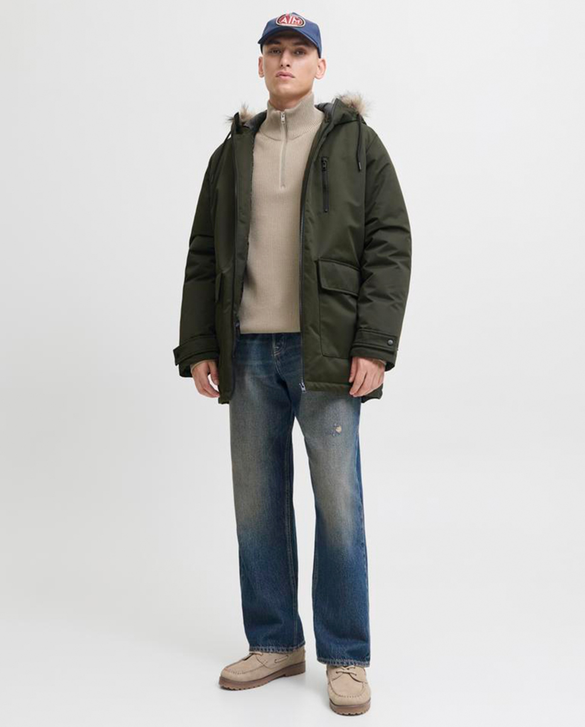 Parka de homem com capuz Verde-7