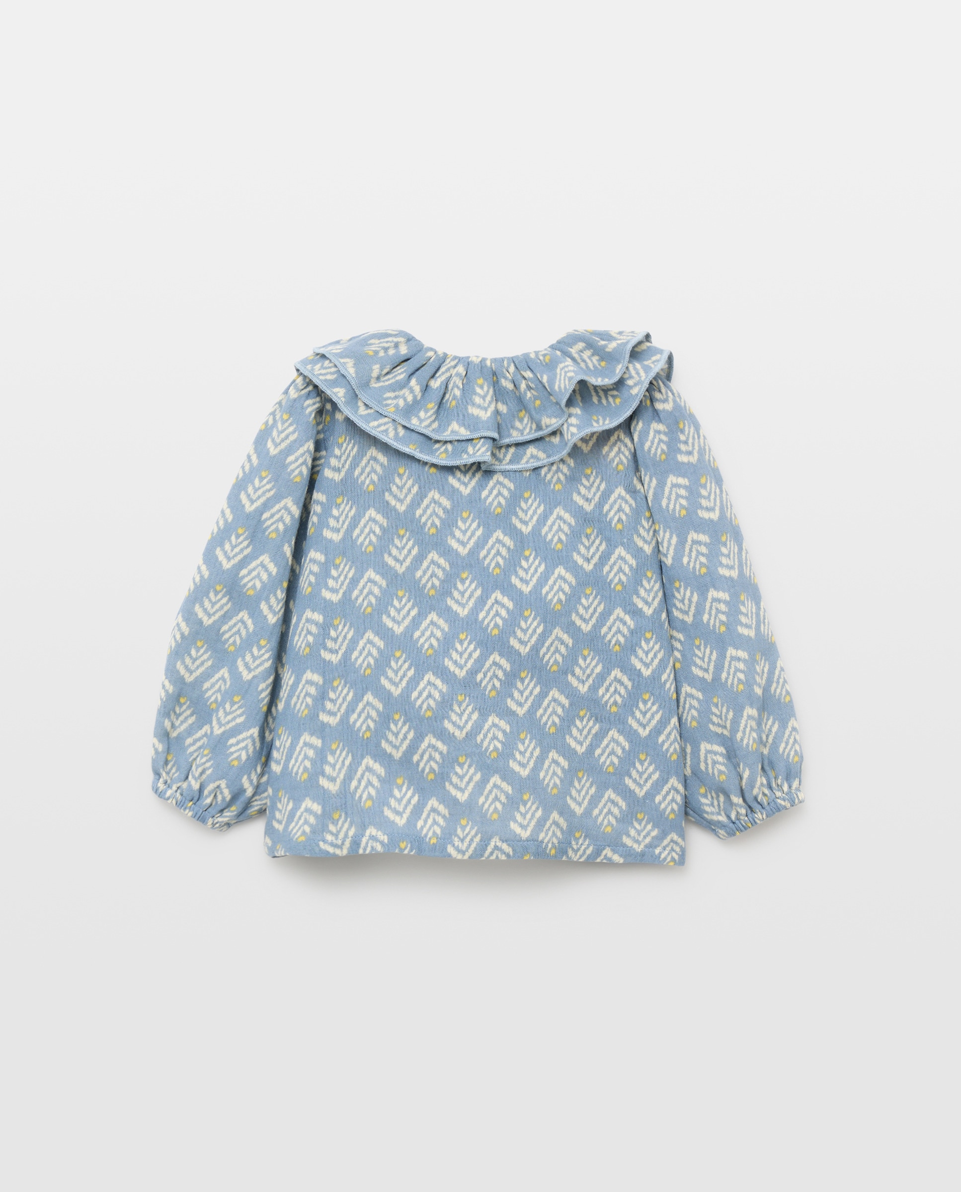 Blusa bebé niña manga larga gasa Azul pálido-2