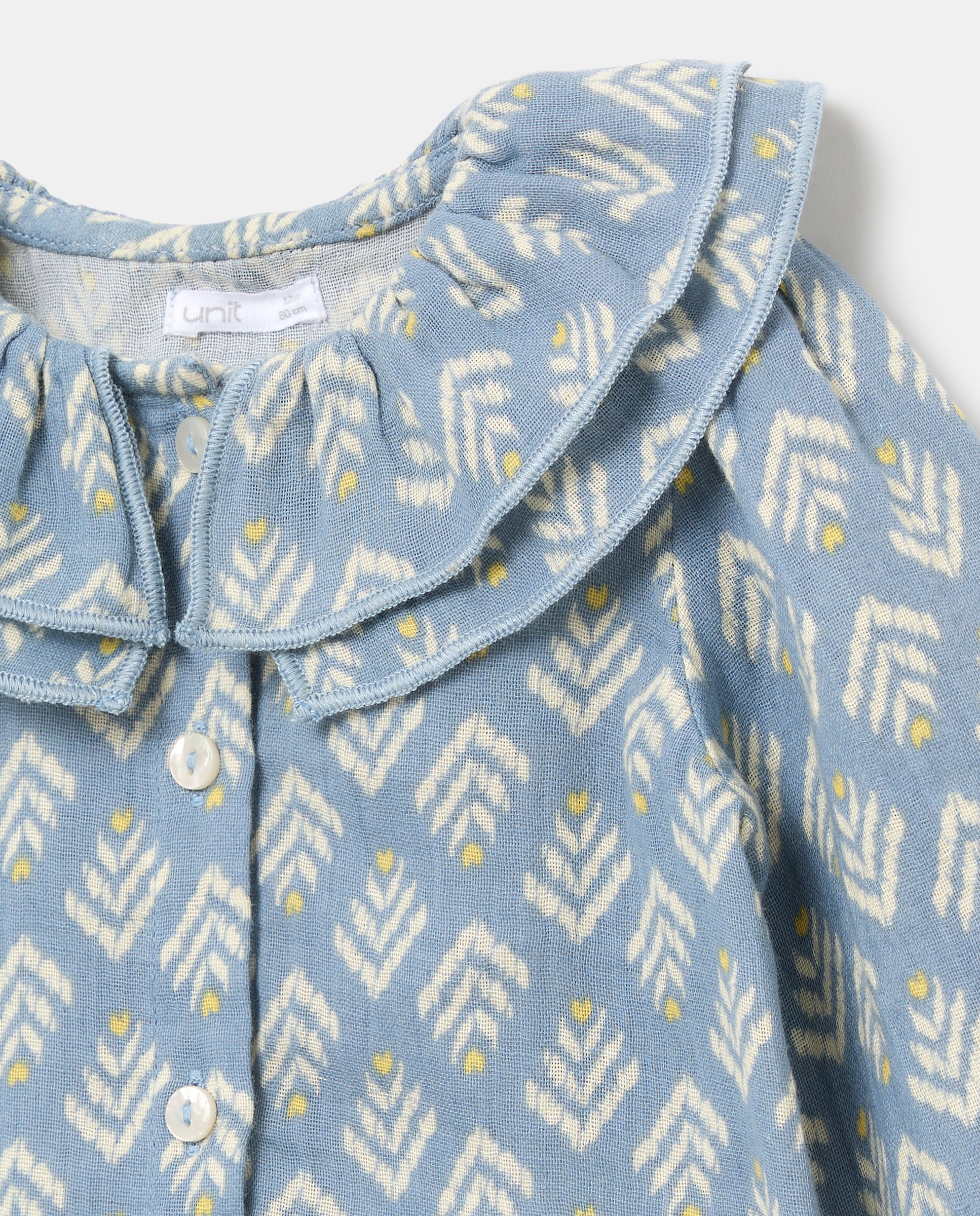 Blusa bebé niña manga larga gasa Azul pálido-3