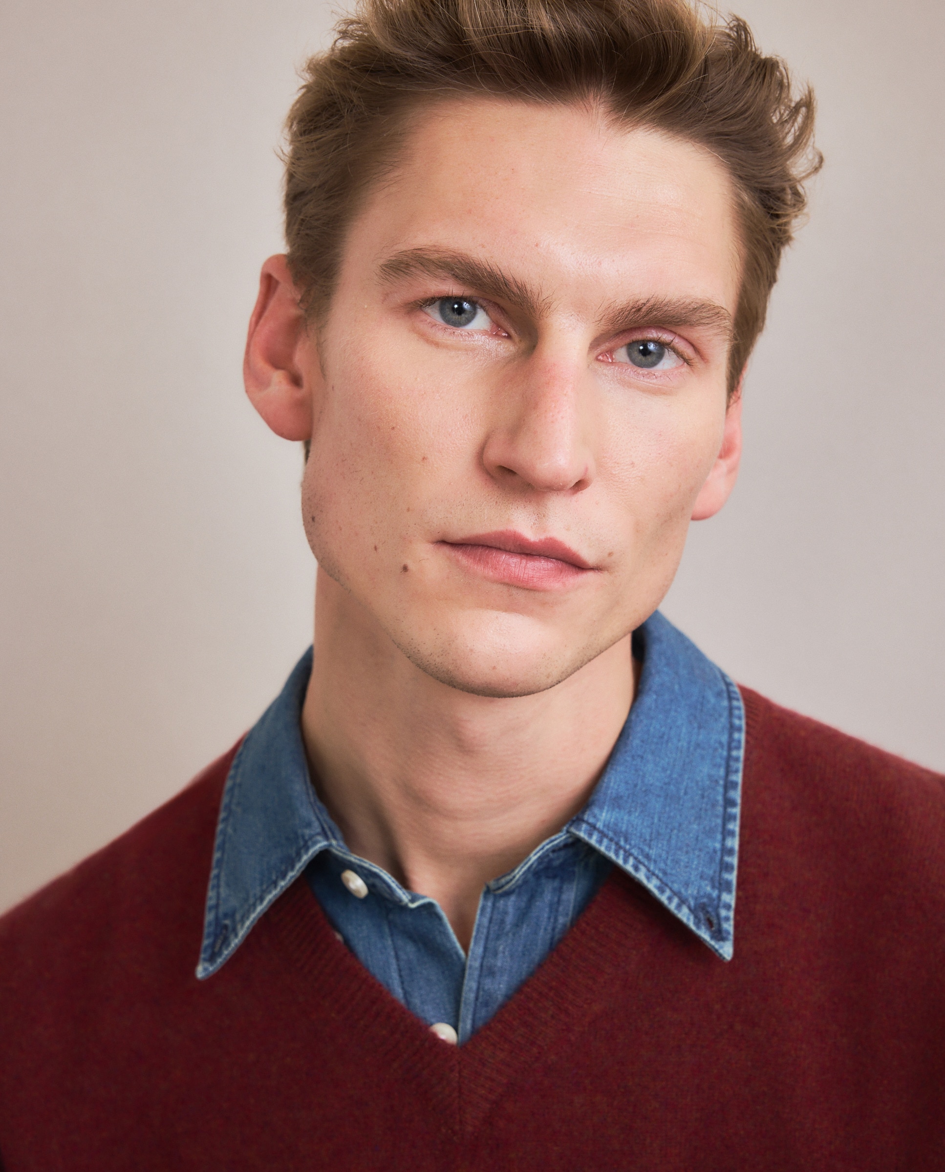 Camisola de Malha com Decote em Bico Liso de Caxemira Telha-3