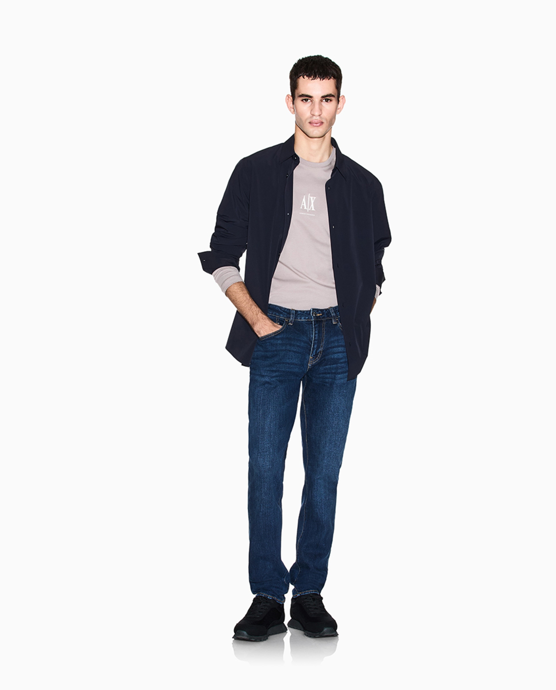 Jeans J14 Slim Fit com Lavagem Média Escura Azul-índigo-1